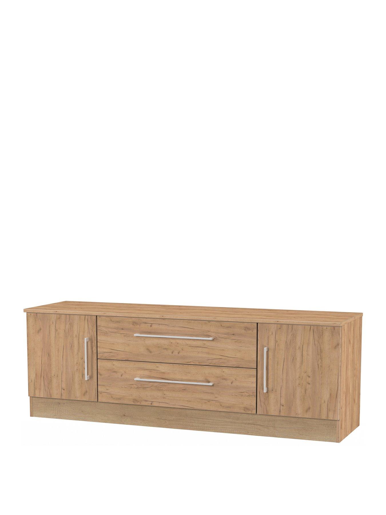  image of swift-clarc-ready-assemblednbsp2-door-2-drawer-superwide-tv-unit-fits-up-to-65-inch-tv-oak