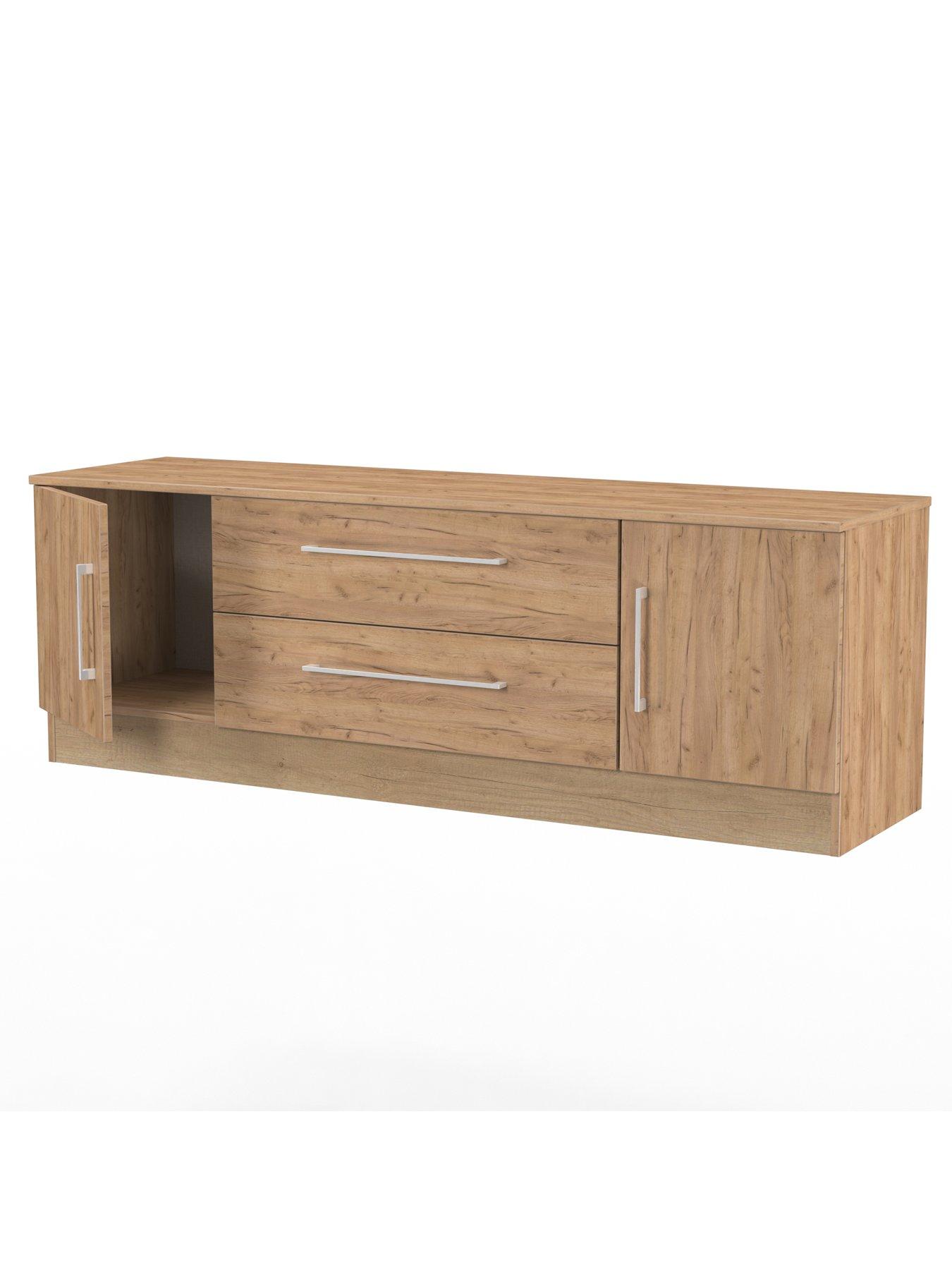  image of swift-clarc-ready-assemblednbsp2-door-2-drawer-superwide-tv-unit-fits-up-to-65-inch-tv-oak