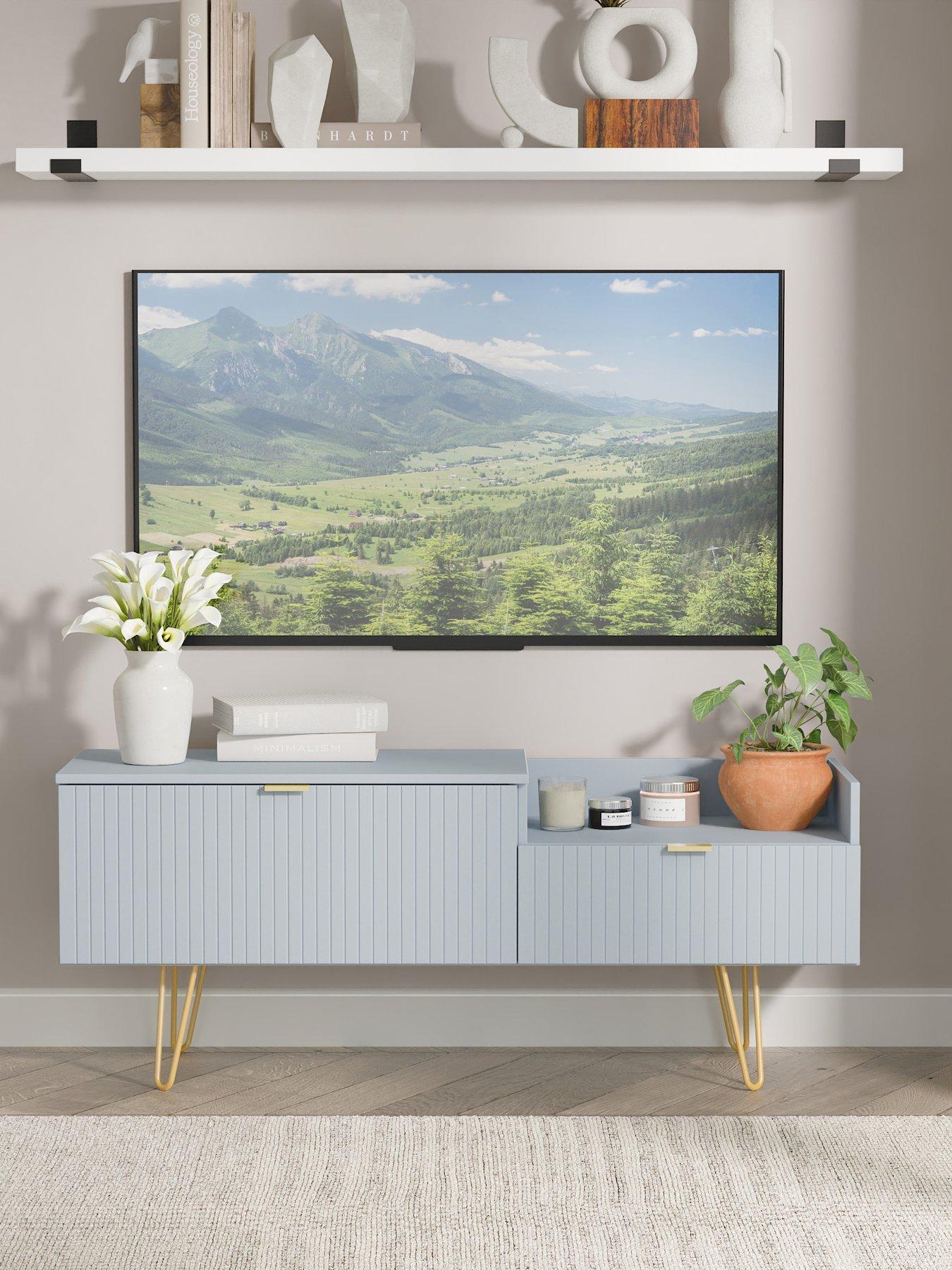 undefined Andie Ready Assembled 2 Drawer Media TV Unit - Blue