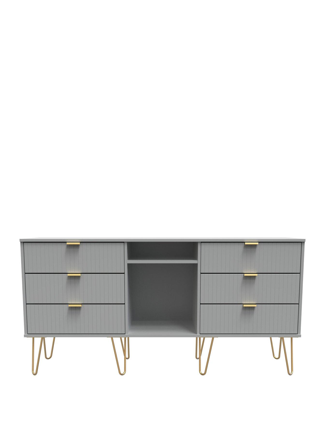 Image 2 of 6 of SWIFT Andie Ready Assembled 6 Drawer Sideboard/TV Unit - Grey
