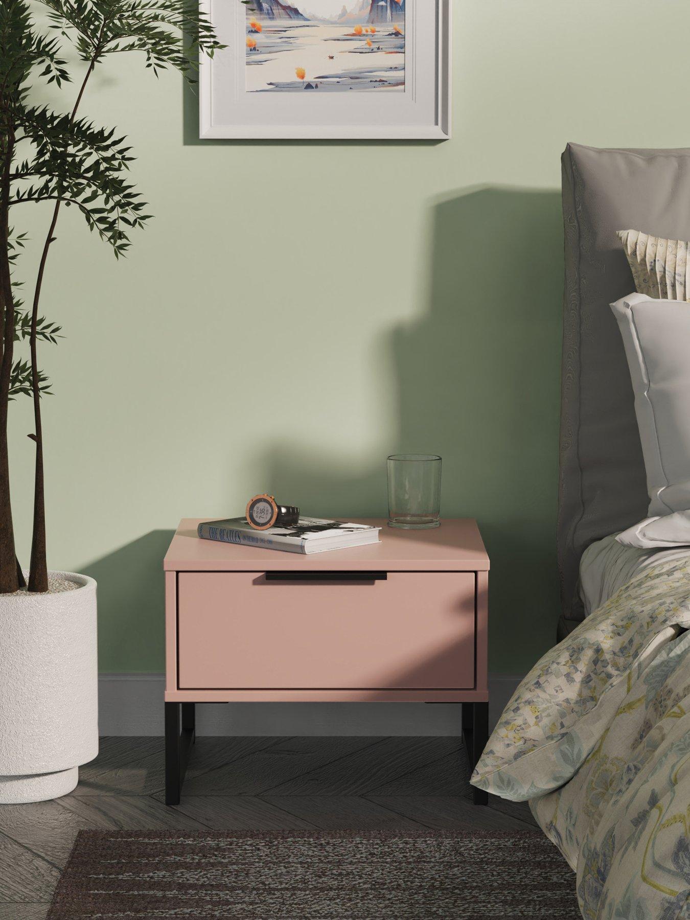 undefined Emerson Ready Assembled 1 Drawer Side Table - Pink