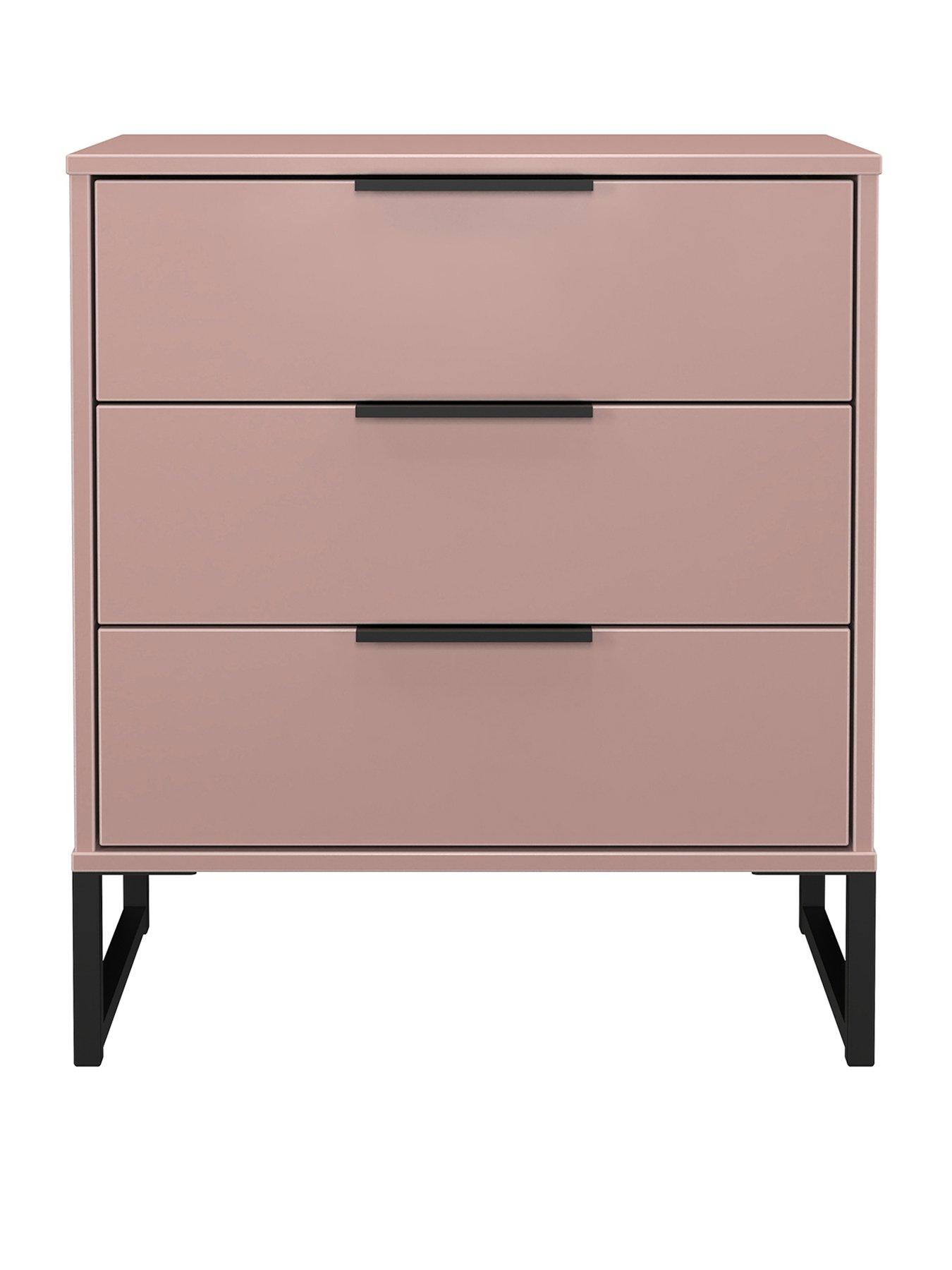 Image 2 of 5 of SWIFT Emerson Ready Assembled&nbsp;3 Drawer Midi Sideboard - Pink