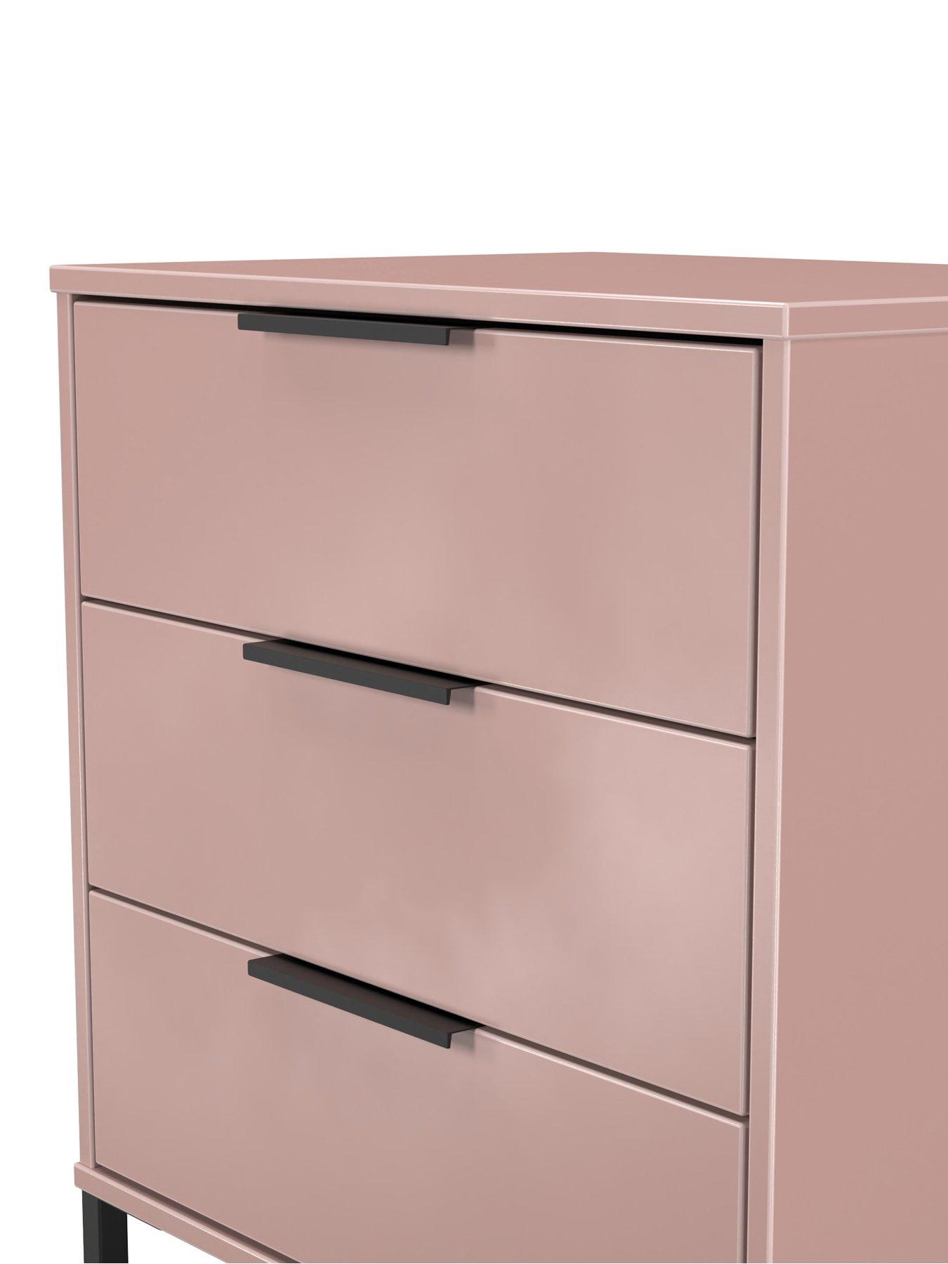 Image 4 of 5 of SWIFT Emerson Ready Assembled&nbsp;3 Drawer Midi Sideboard - Pink