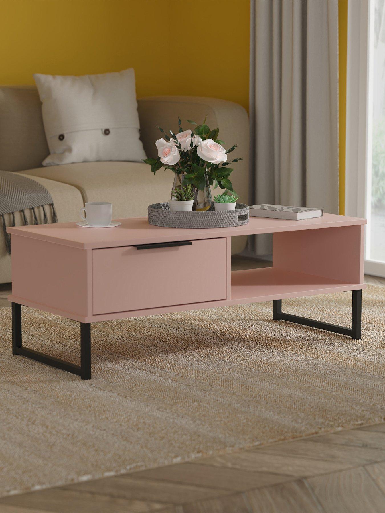 SWIFT Emerson Ready Assembled 1 Drawer Coffee Table - Pink