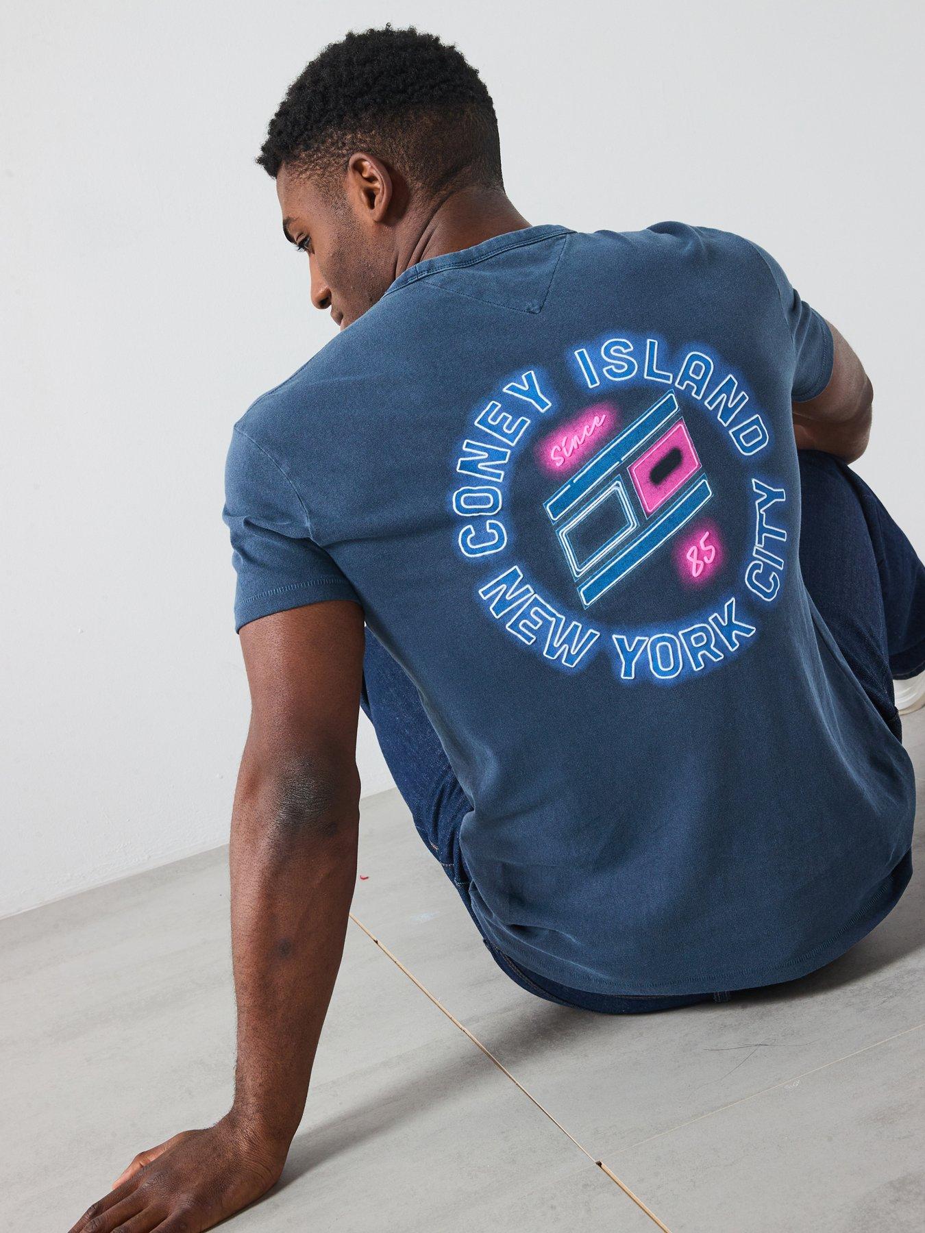  image of tommy-jeans-neon-lights-back-graphic-t-shirt-navy