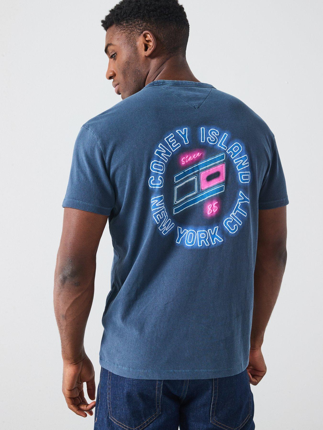  image of tommy-jeans-neon-lights-back-graphic-t-shirt-navy