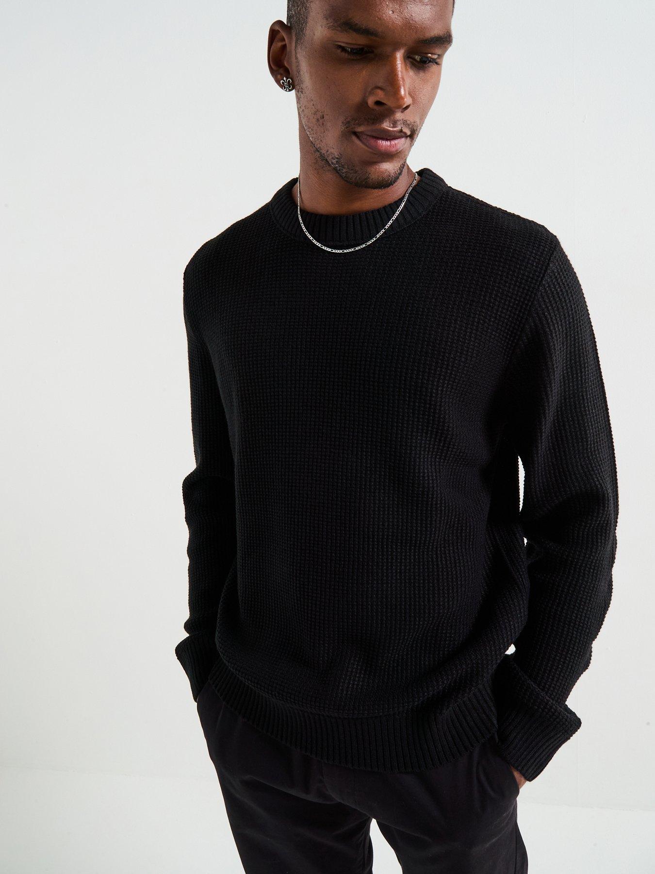 Image 1 of 6 of Jack & Jones Roy Knit Crew Neck Knitted Jumper - Black