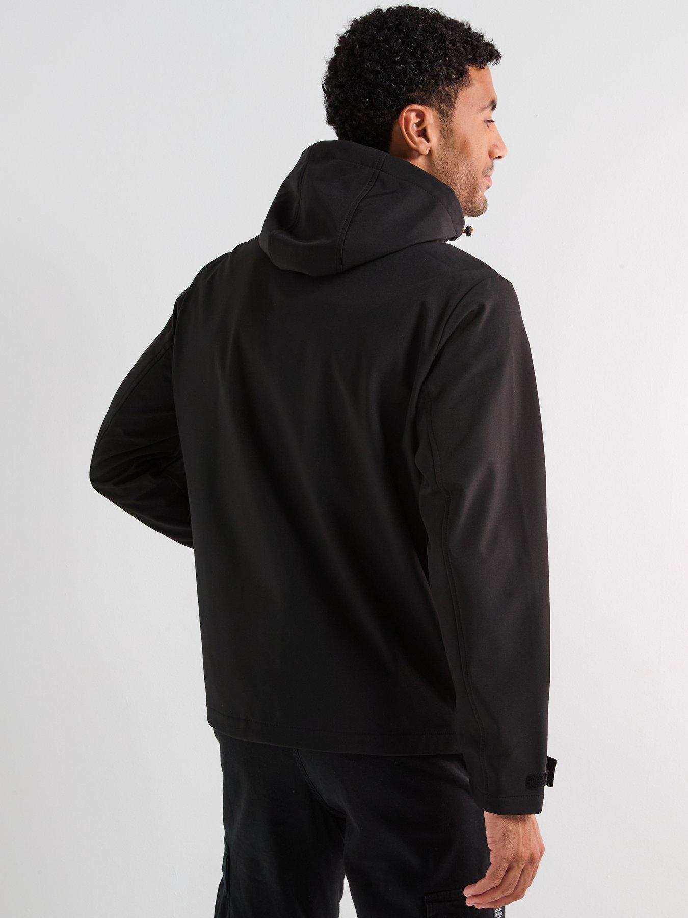  image of jack-jones-hatcher-softshell-hooded-coat-black