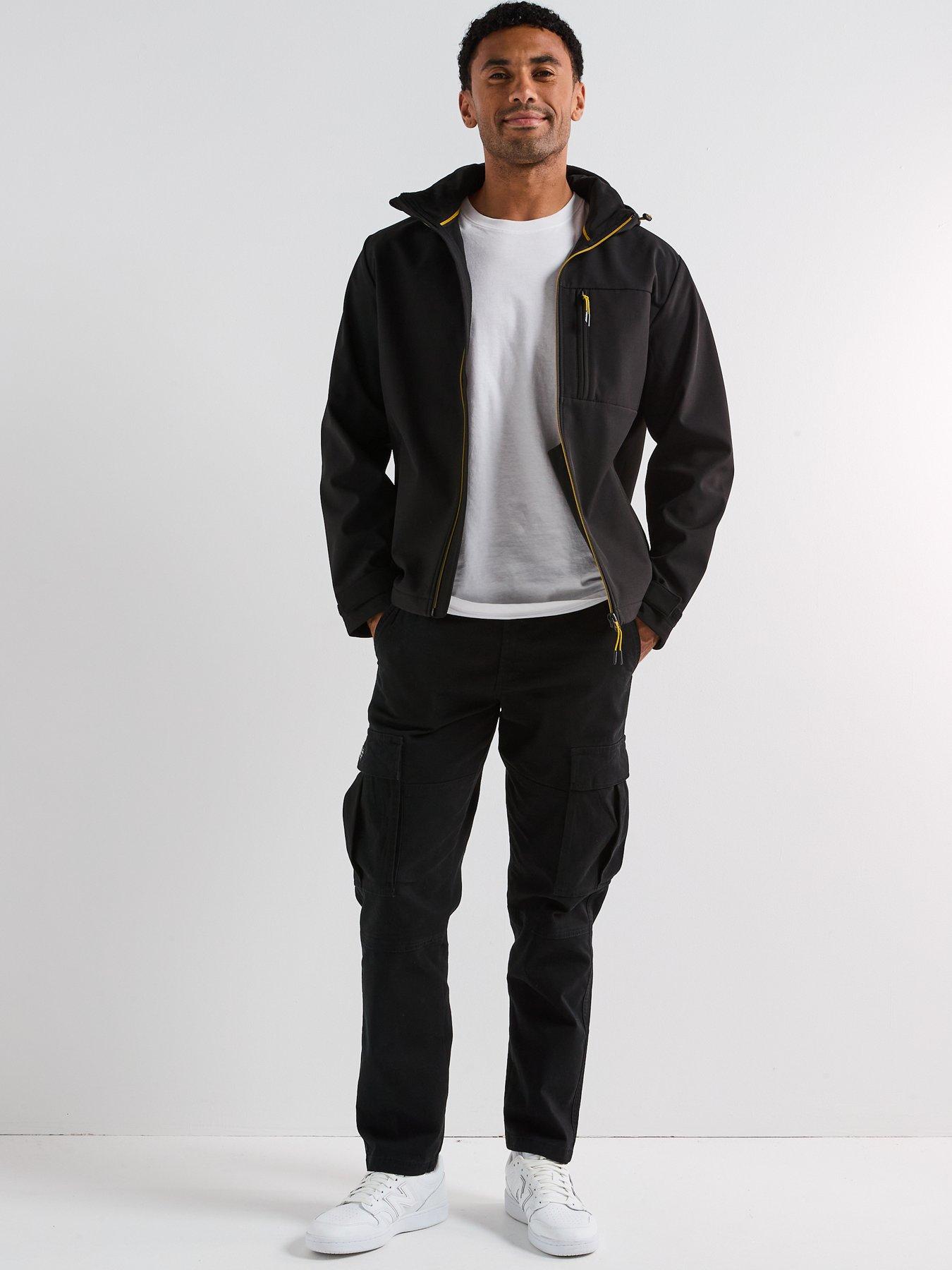  image of jack-jones-hatcher-softshell-hooded-coat-black