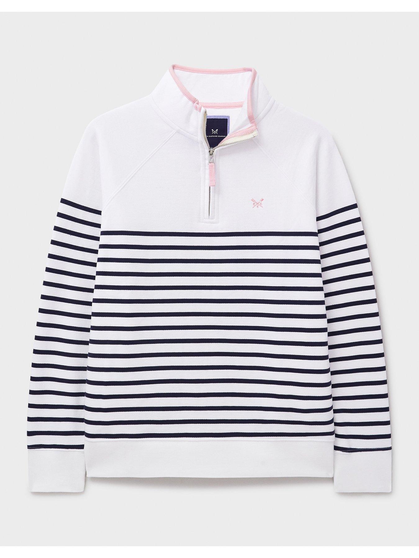  image of crew-clothing-half-zip-sweat-white