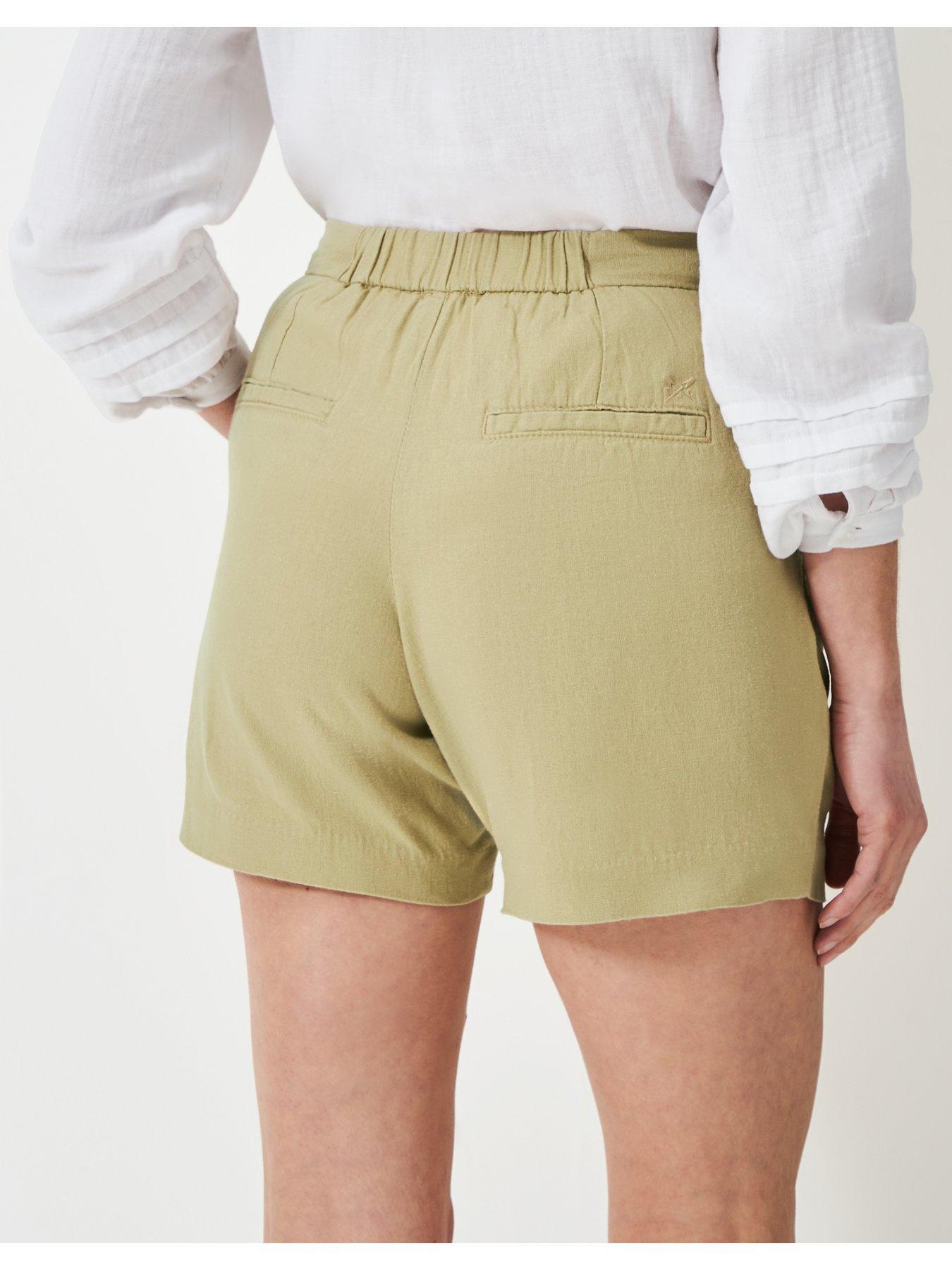  image of crew-clothing-linen-blend-wide-leg-shorts-beige