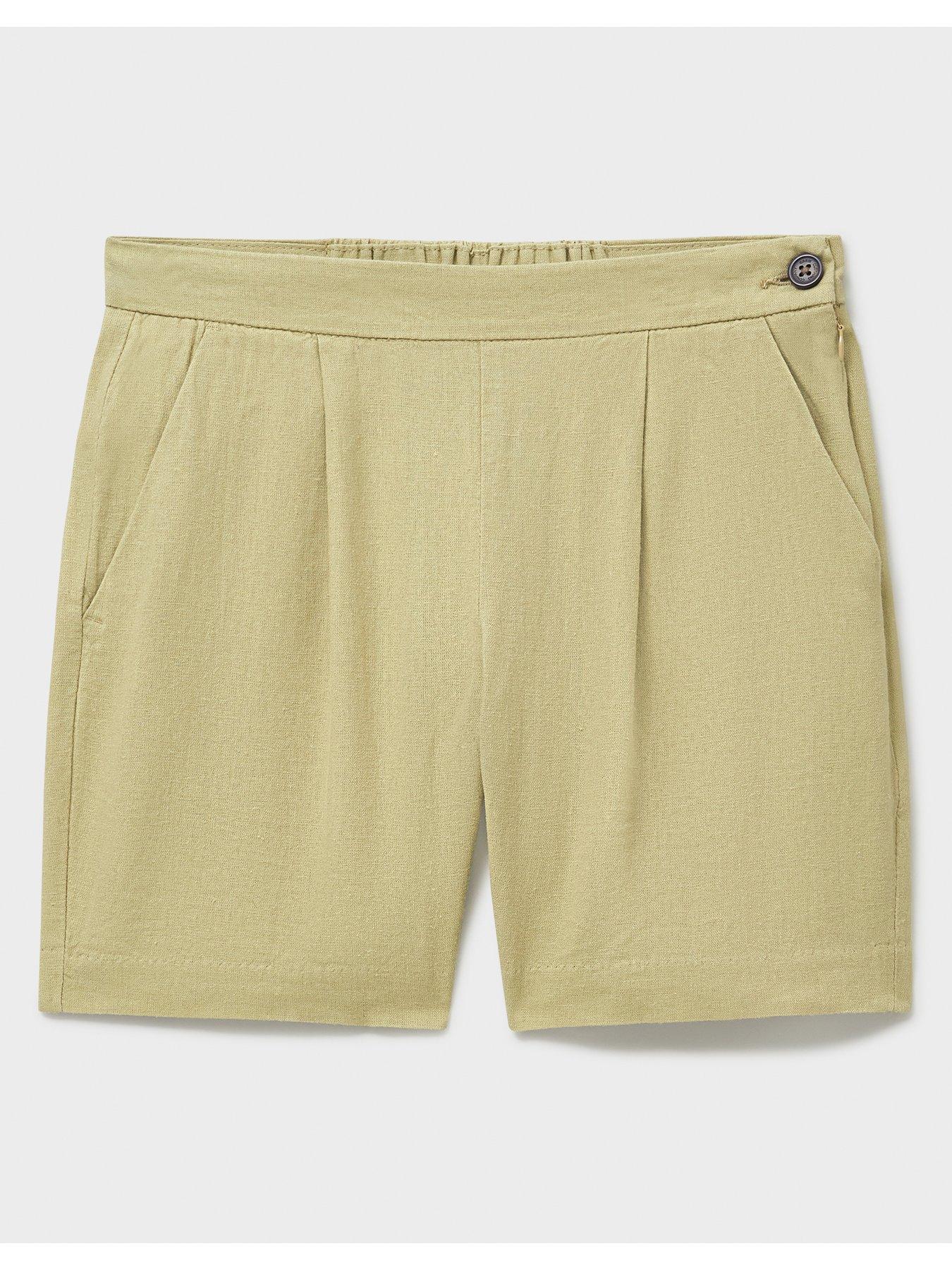  image of crew-clothing-linen-blend-wide-leg-shorts-beige