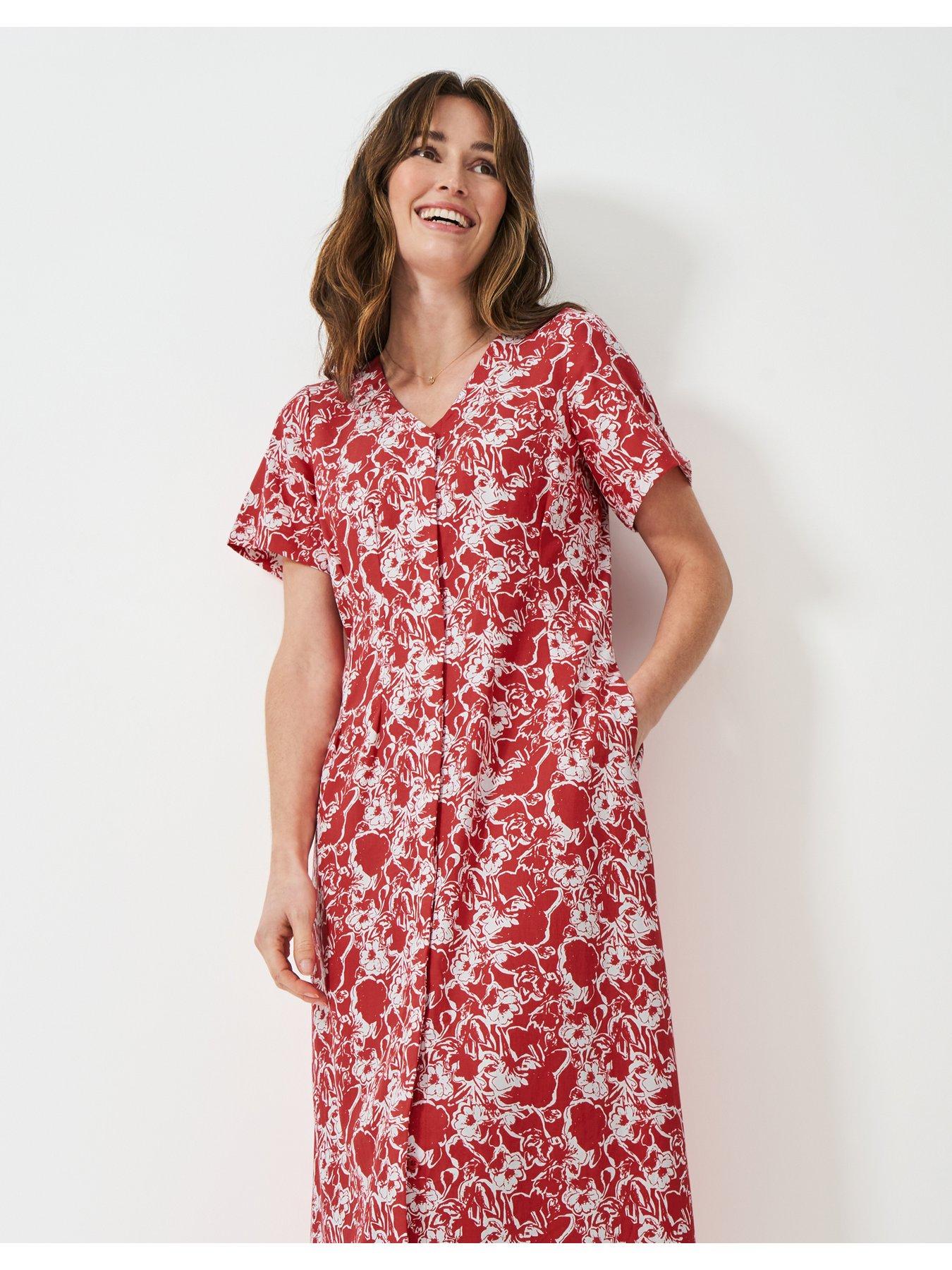  image of crew-clothing-jenna-darted-lyocell-dress-red