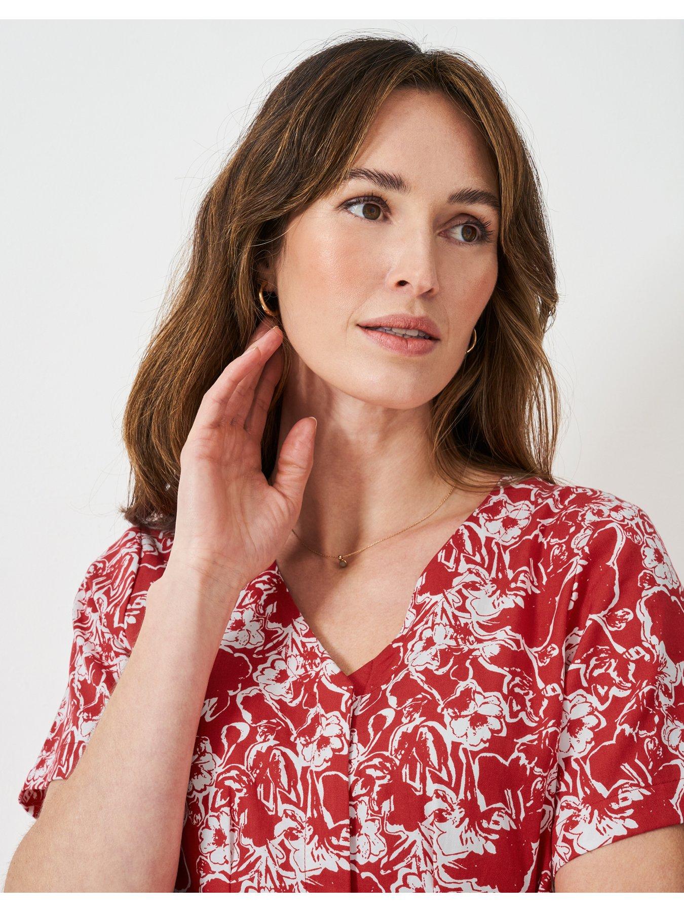 image of crew-clothing-jenna-darted-lyocell-dress-red