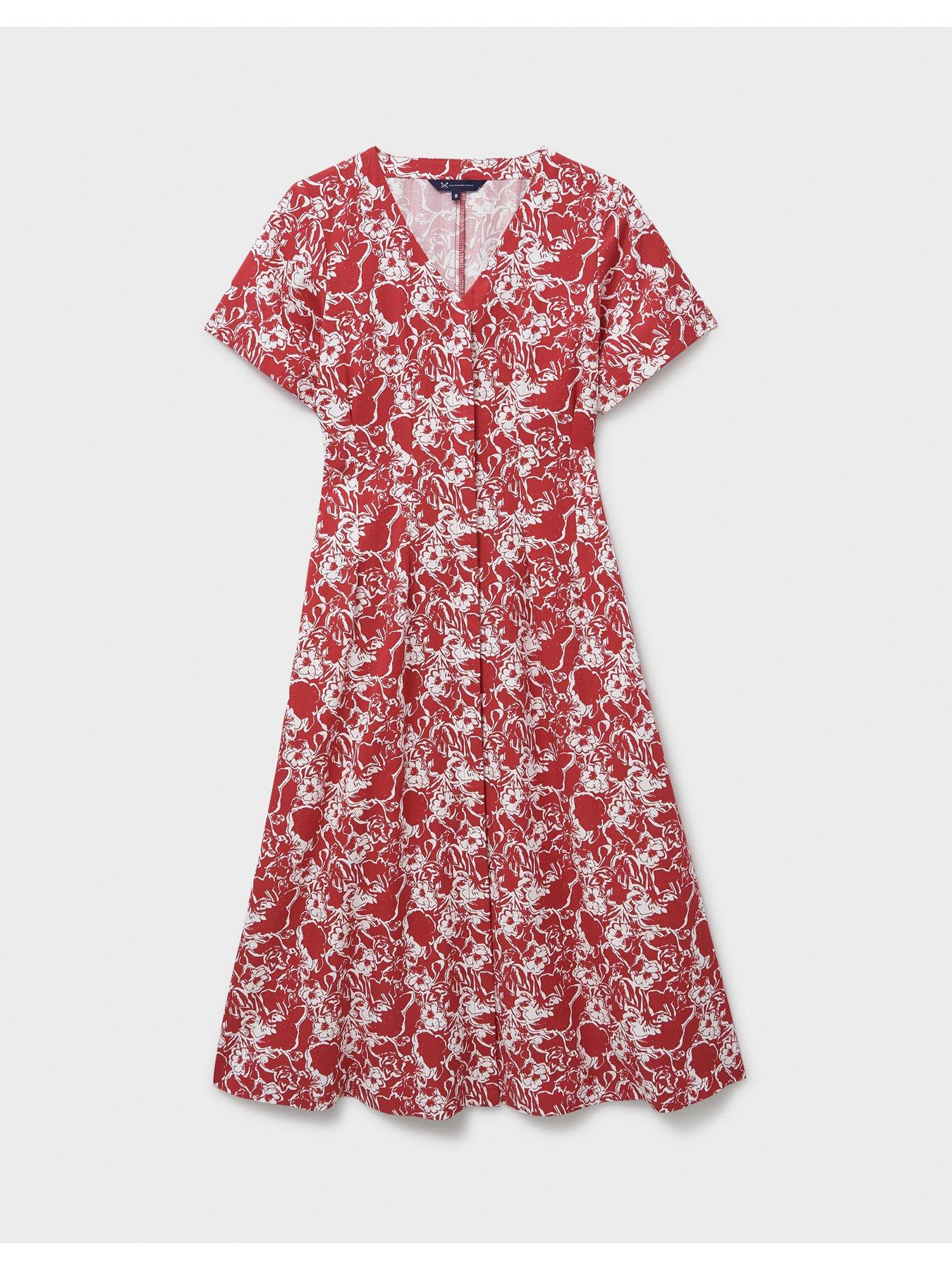  image of crew-clothing-jenna-darted-lyocell-dress-red