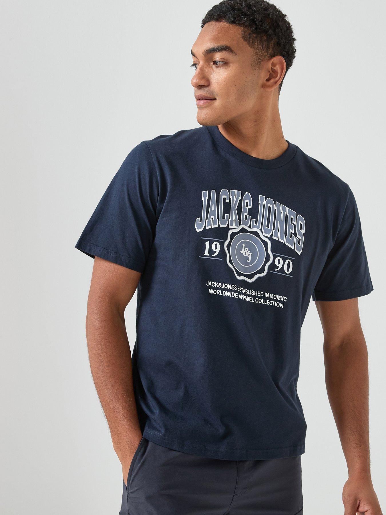  image of jack-jones-graphic-short-sleeve-t-shirt-navy
