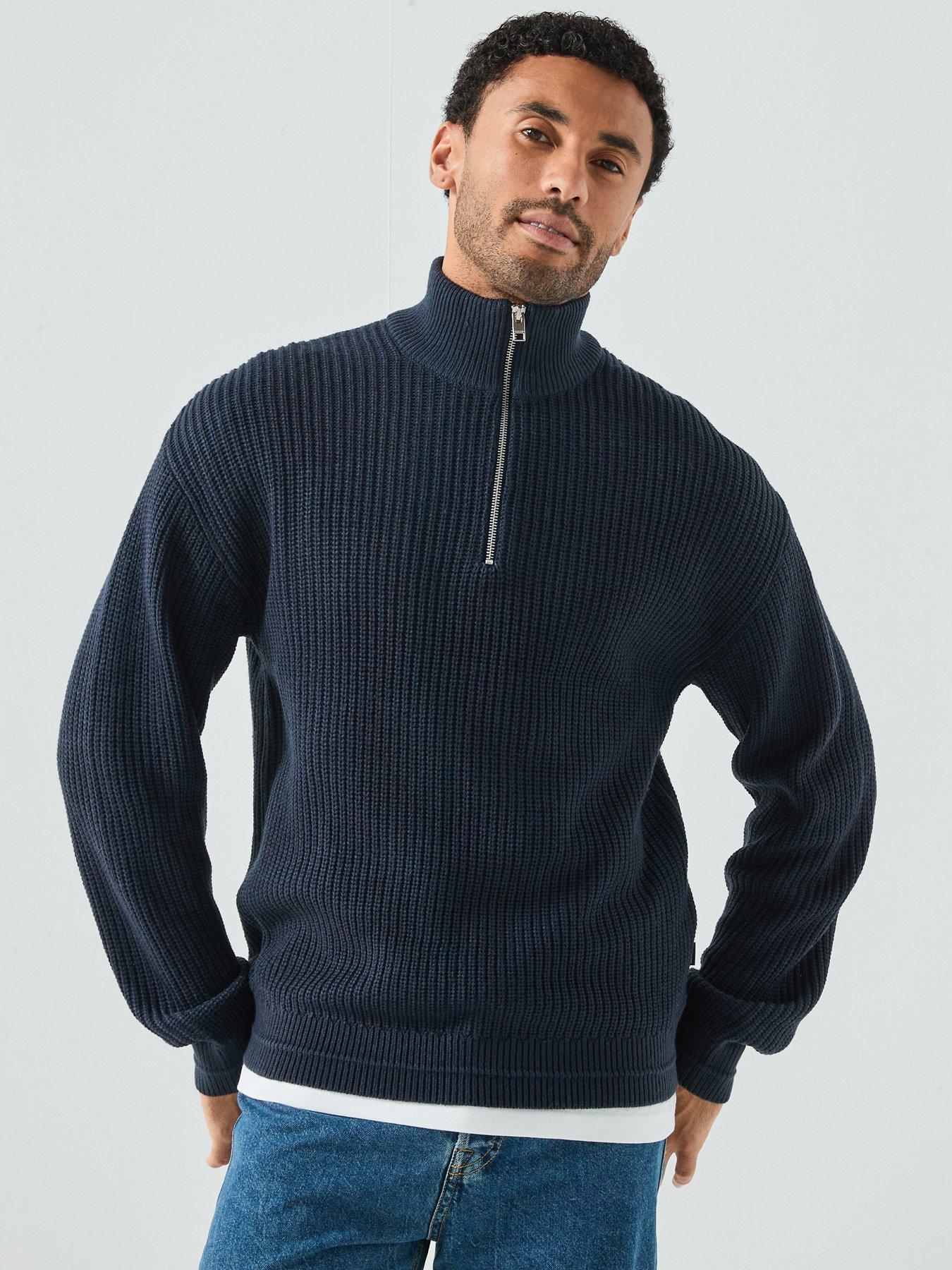 jack-jones-kaito-quarter-zip-knitted-jumper-navy