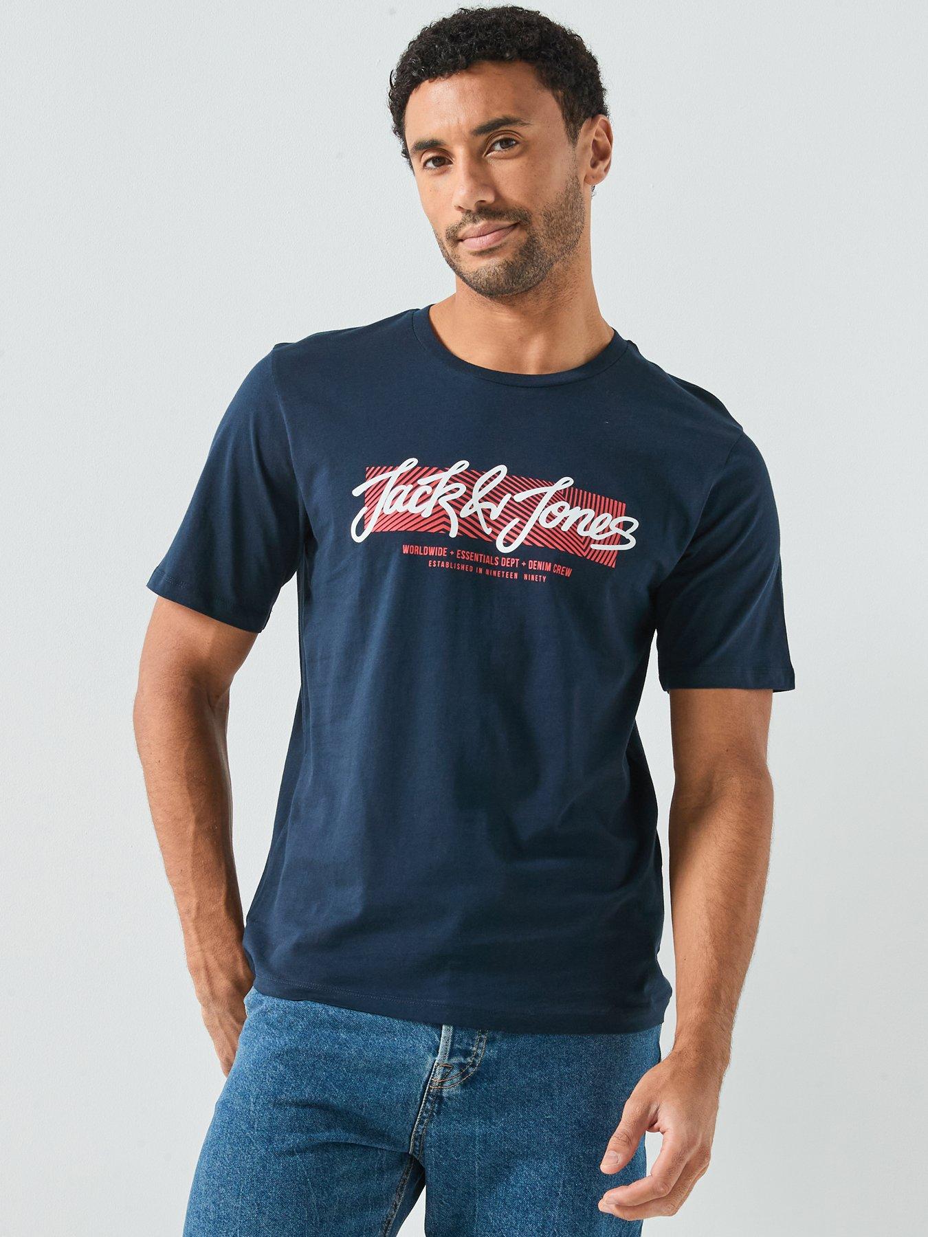  image of jack-jones-short-sleeve-logo-t-shirt-navy