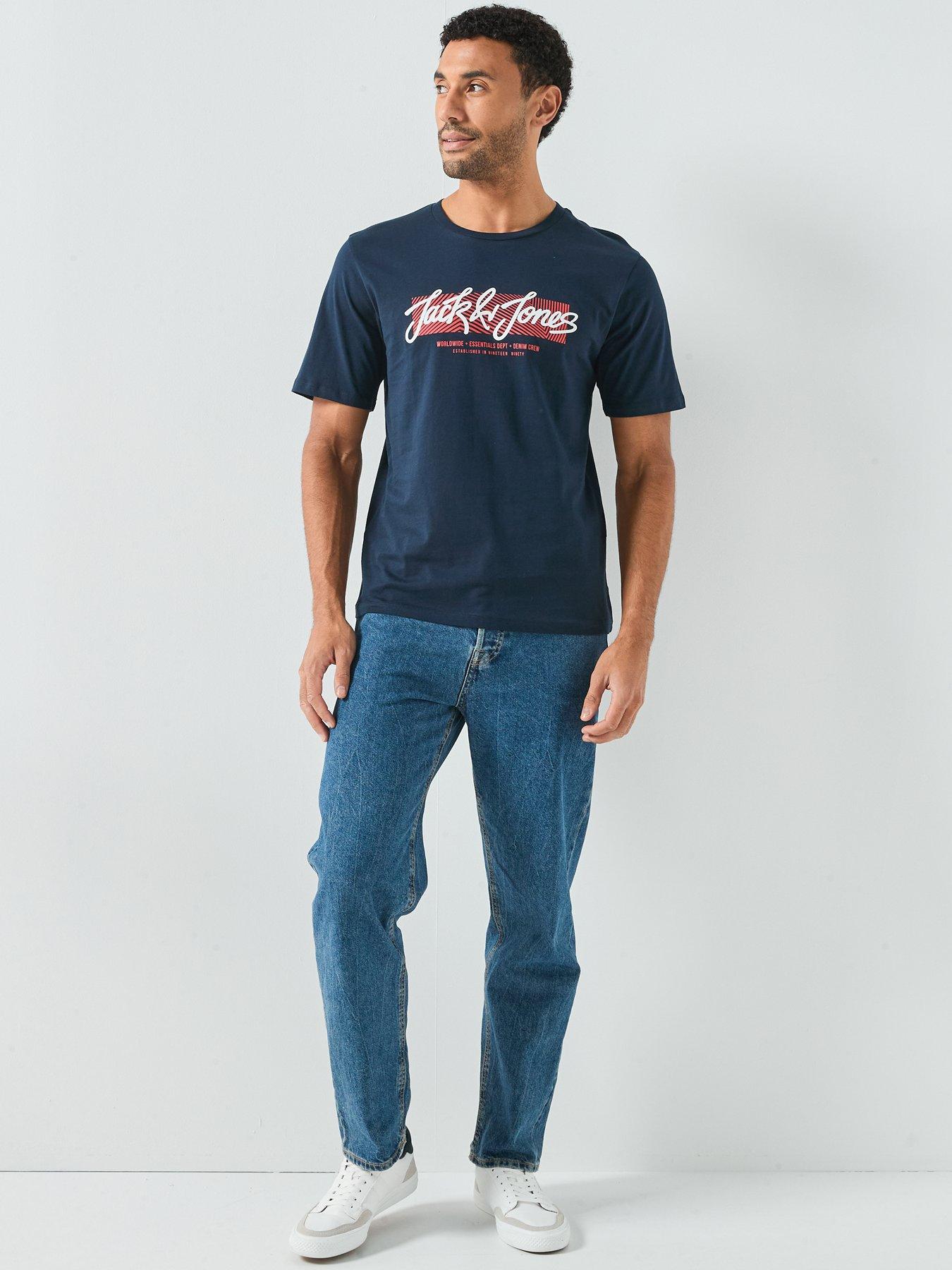  image of jack-jones-short-sleeve-logo-t-shirt-navy