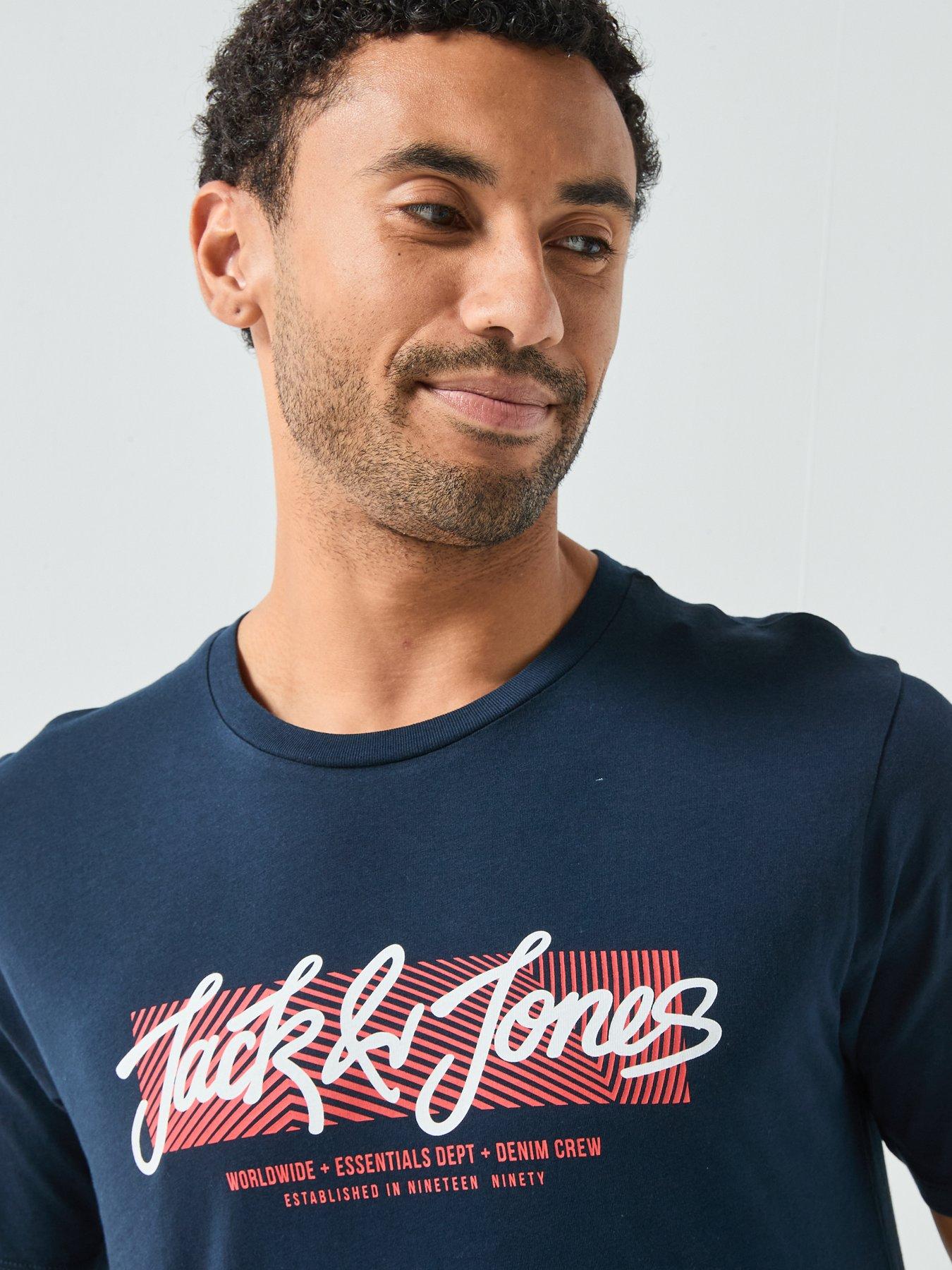  image of jack-jones-short-sleeve-logo-t-shirt-navy