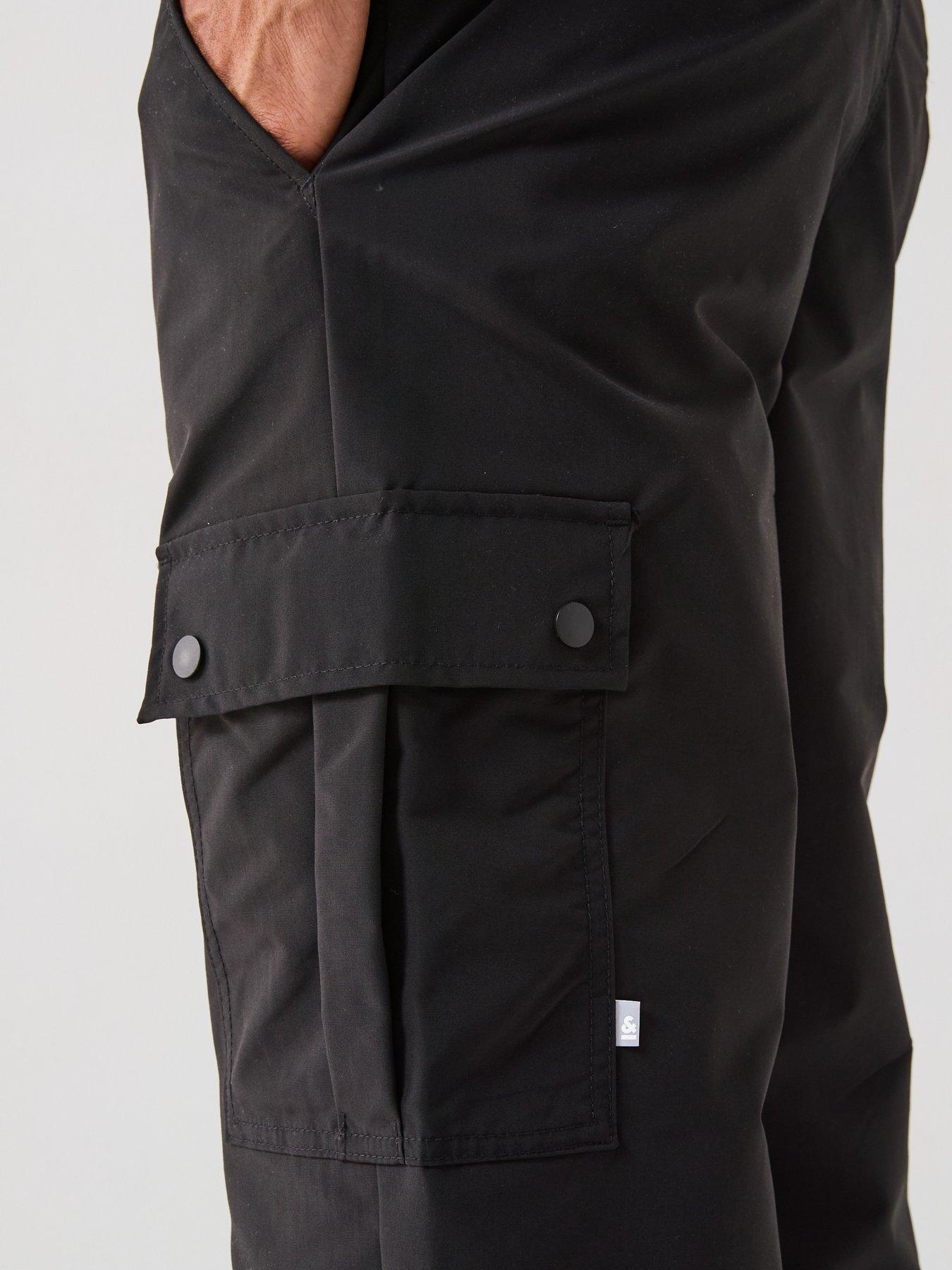  image of jack-jones-karl-kurtis-snap-tech-cargo-pants-black
