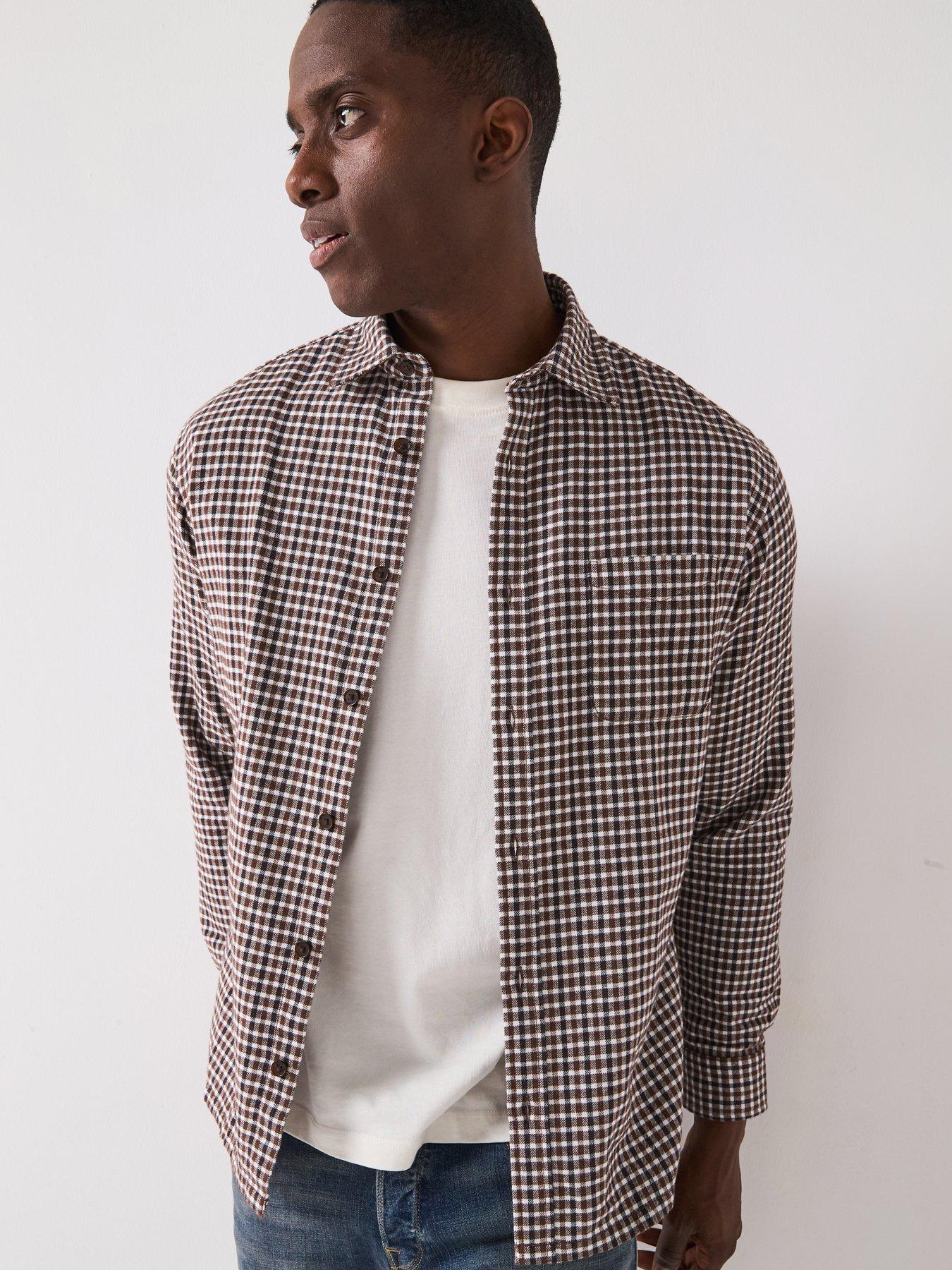 undefined James Mini Check Long Sleeve Shirt - Navy