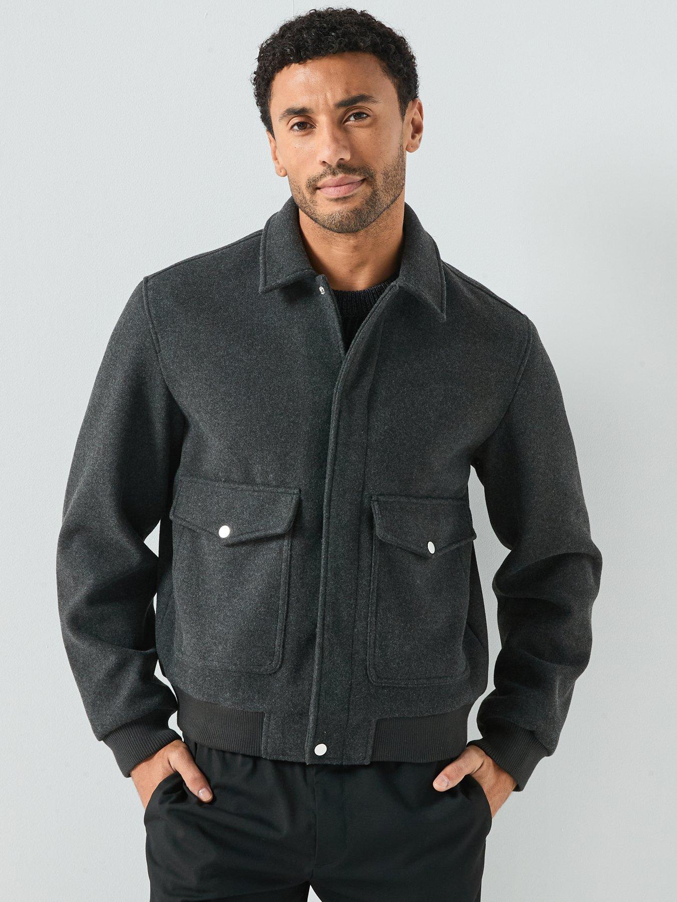 Image 1 of 6 of Jack & Jones Shane Short Felted Bomber - Black