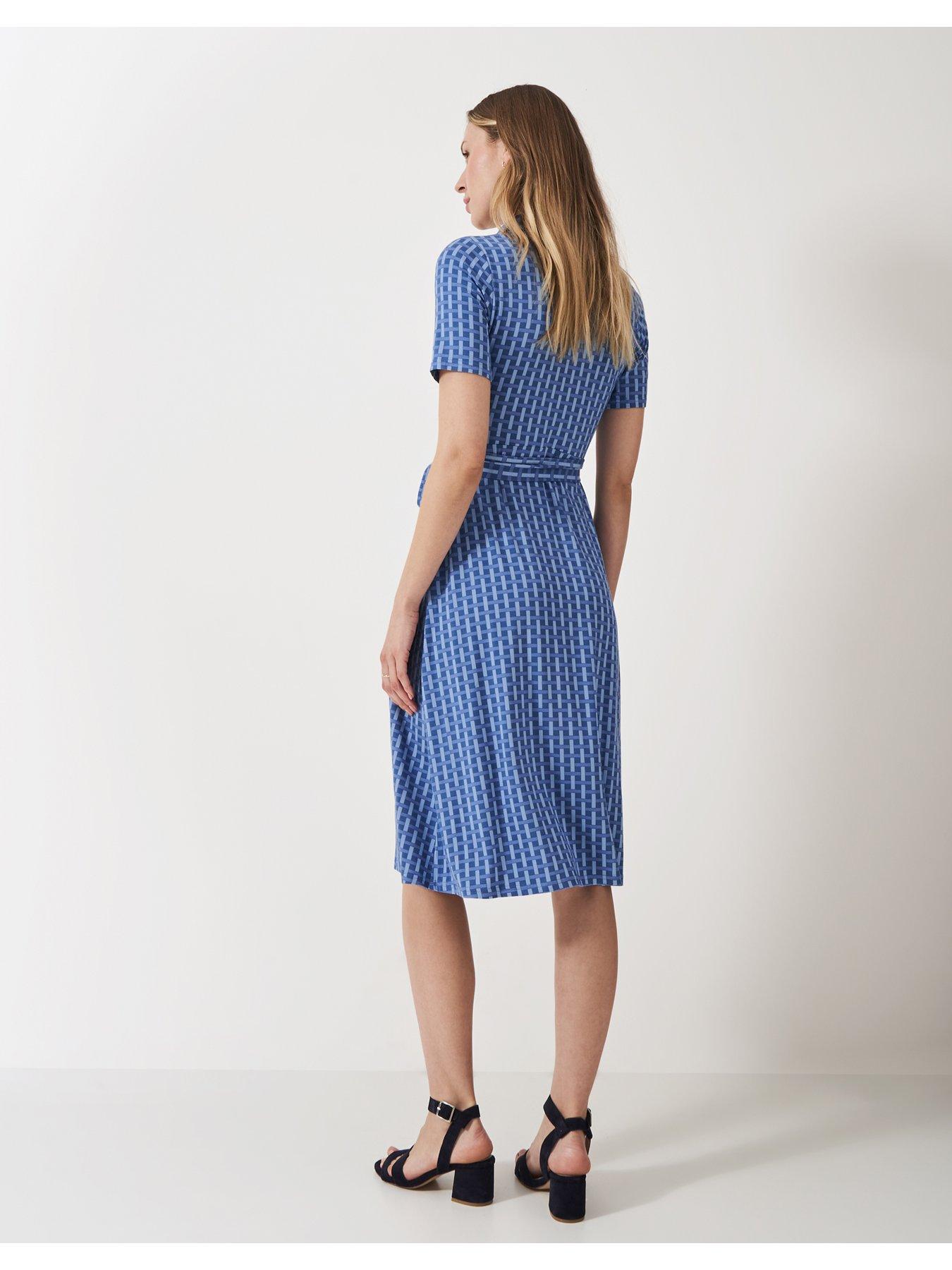 stillFront image of crew-clothing-dani-wrap-front-dress-blue
