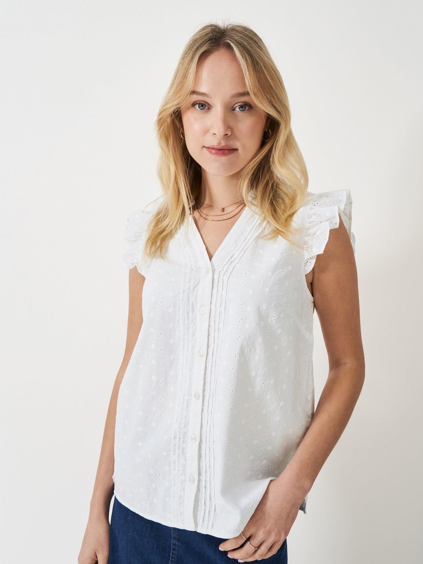 undefined Jade Broderie Blouse - White
