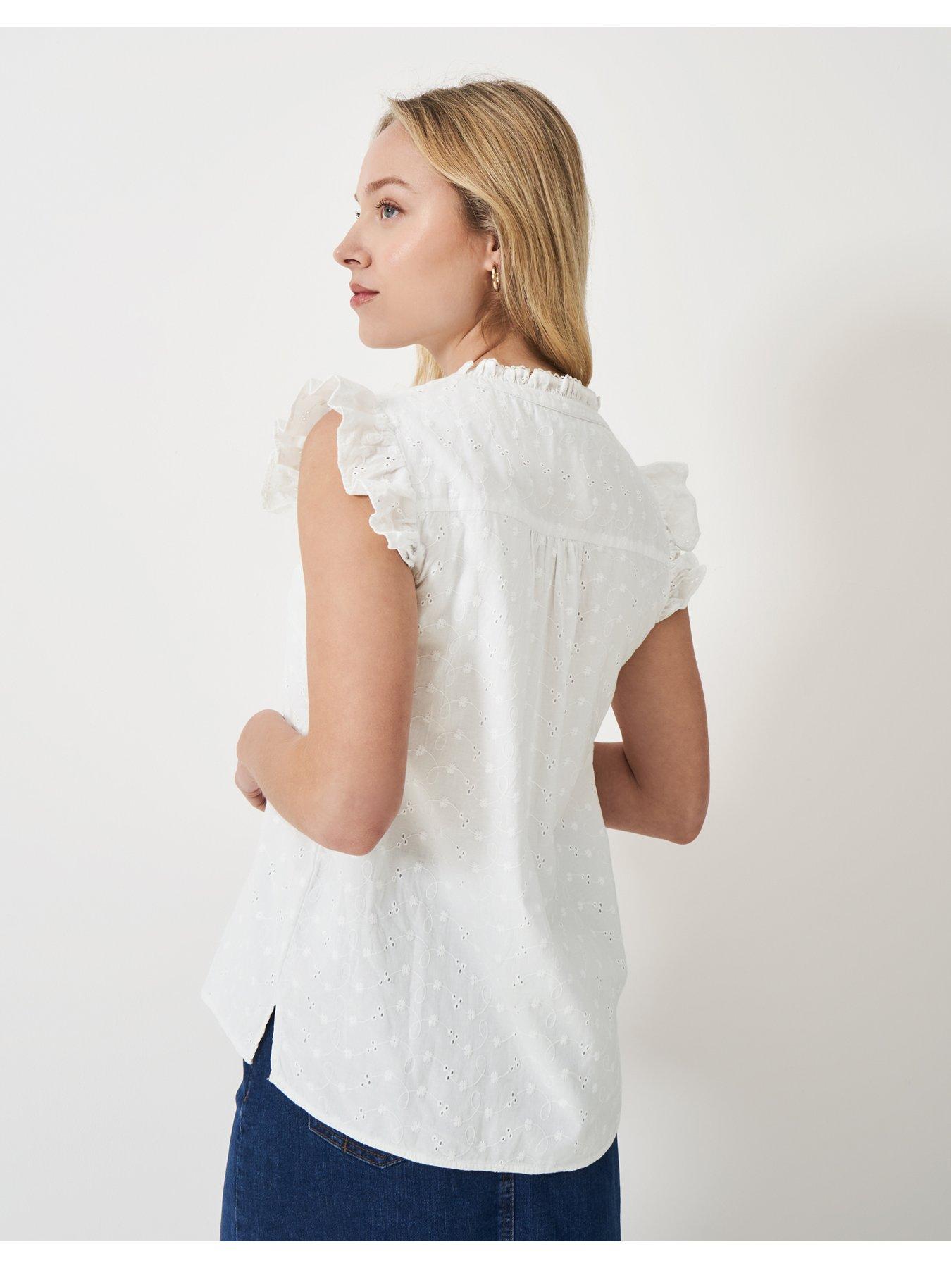 stillFront image of crew-clothing-jade-broderie-blouse-white