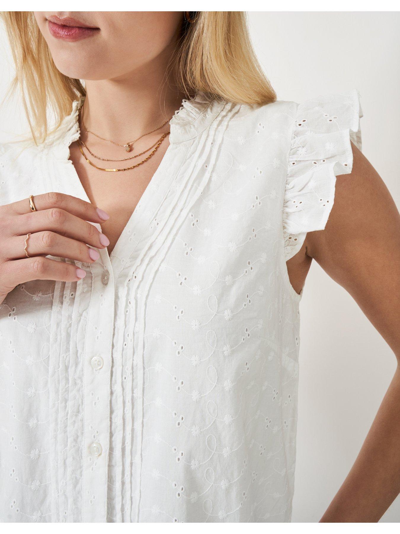  image of crew-clothing-jade-broderie-blouse-white
