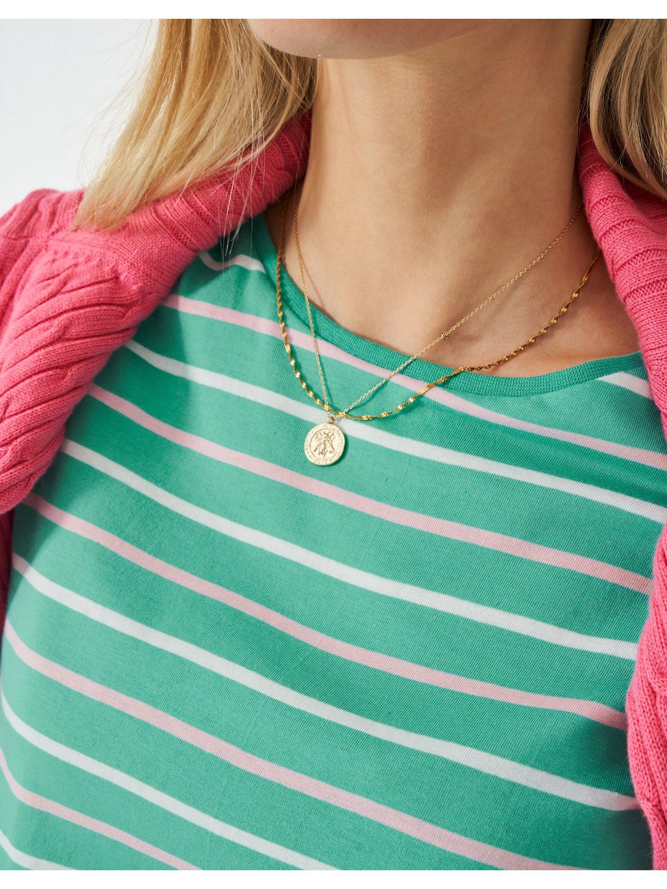  image of crew-clothing-breton-striped-t-shirt-green