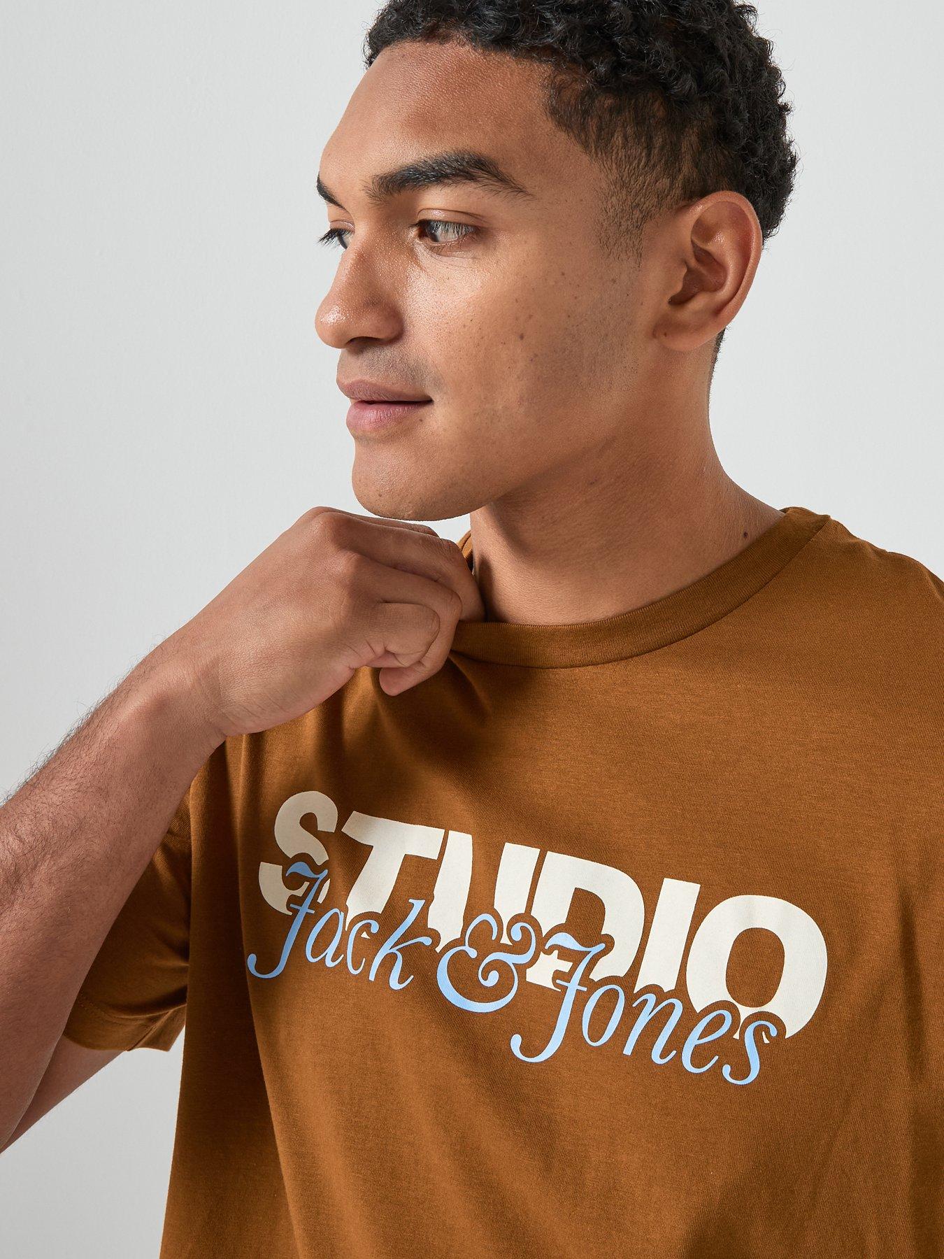  image of jack-jones-graphic-short-sleeve-t-shirt-brown