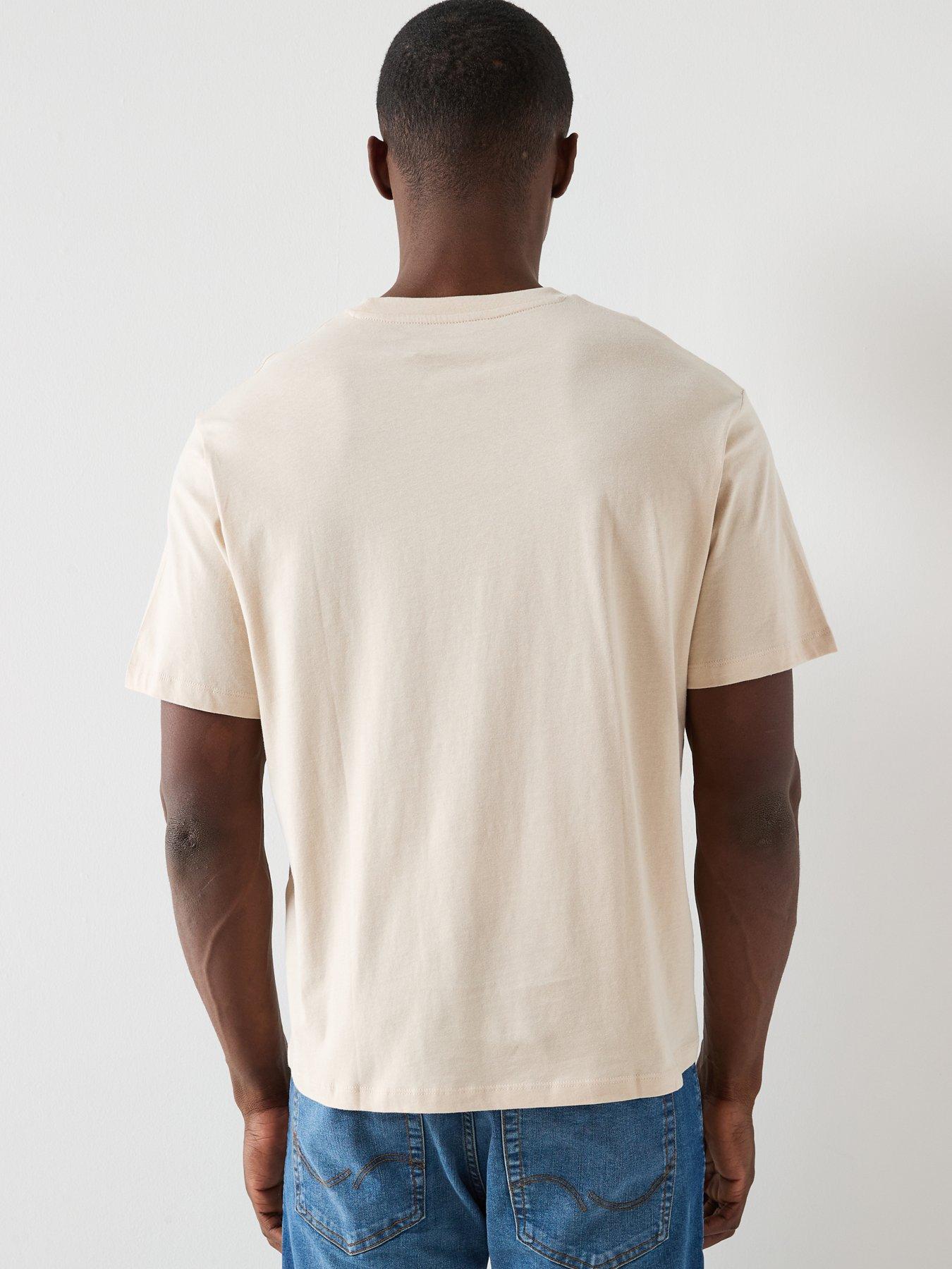  image of jack-jones-graphic-short-sleeve-t-shirt-beige