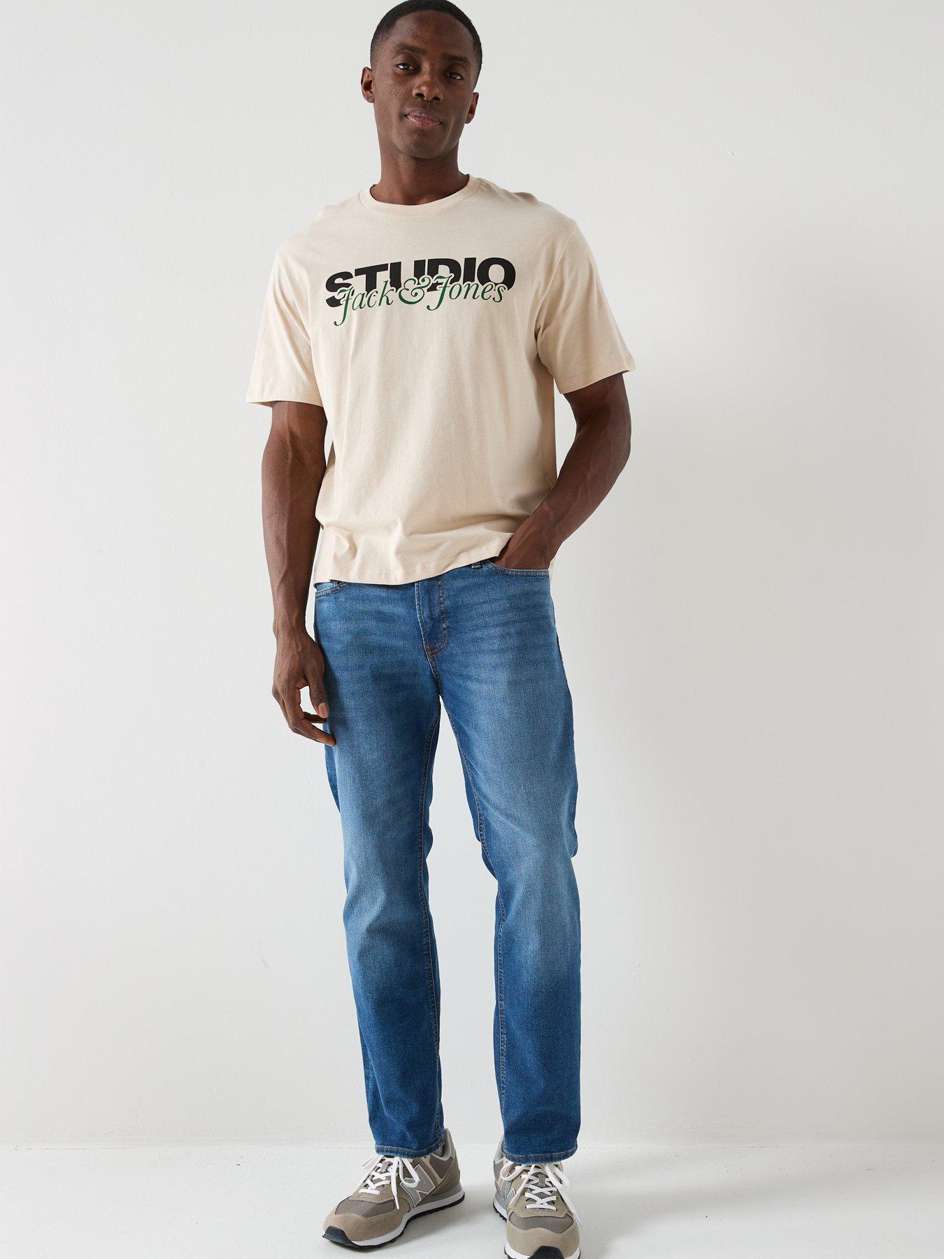  image of jack-jones-graphic-short-sleeve-t-shirt-beige