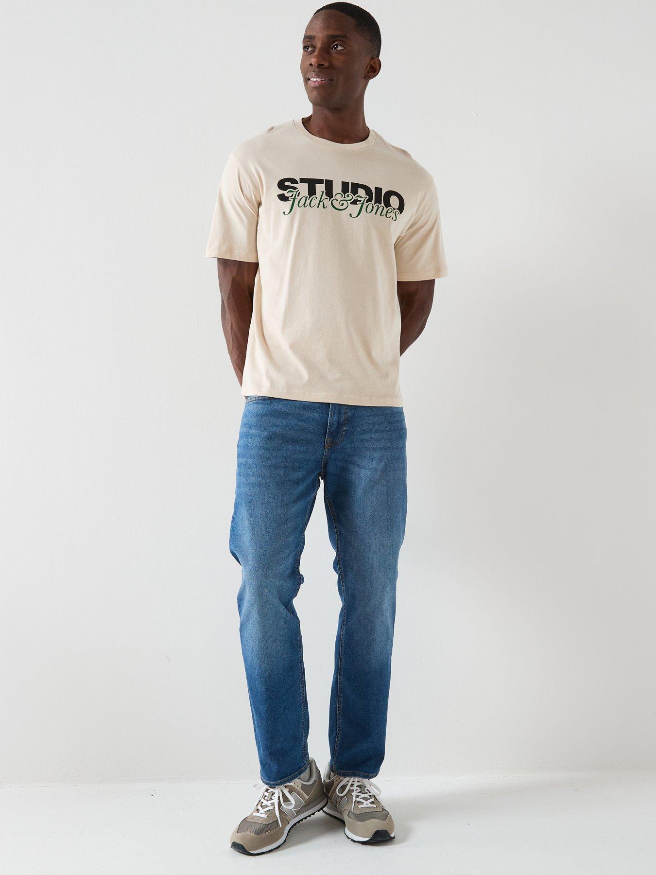  image of jack-jones-graphic-short-sleeve-t-shirt-beige