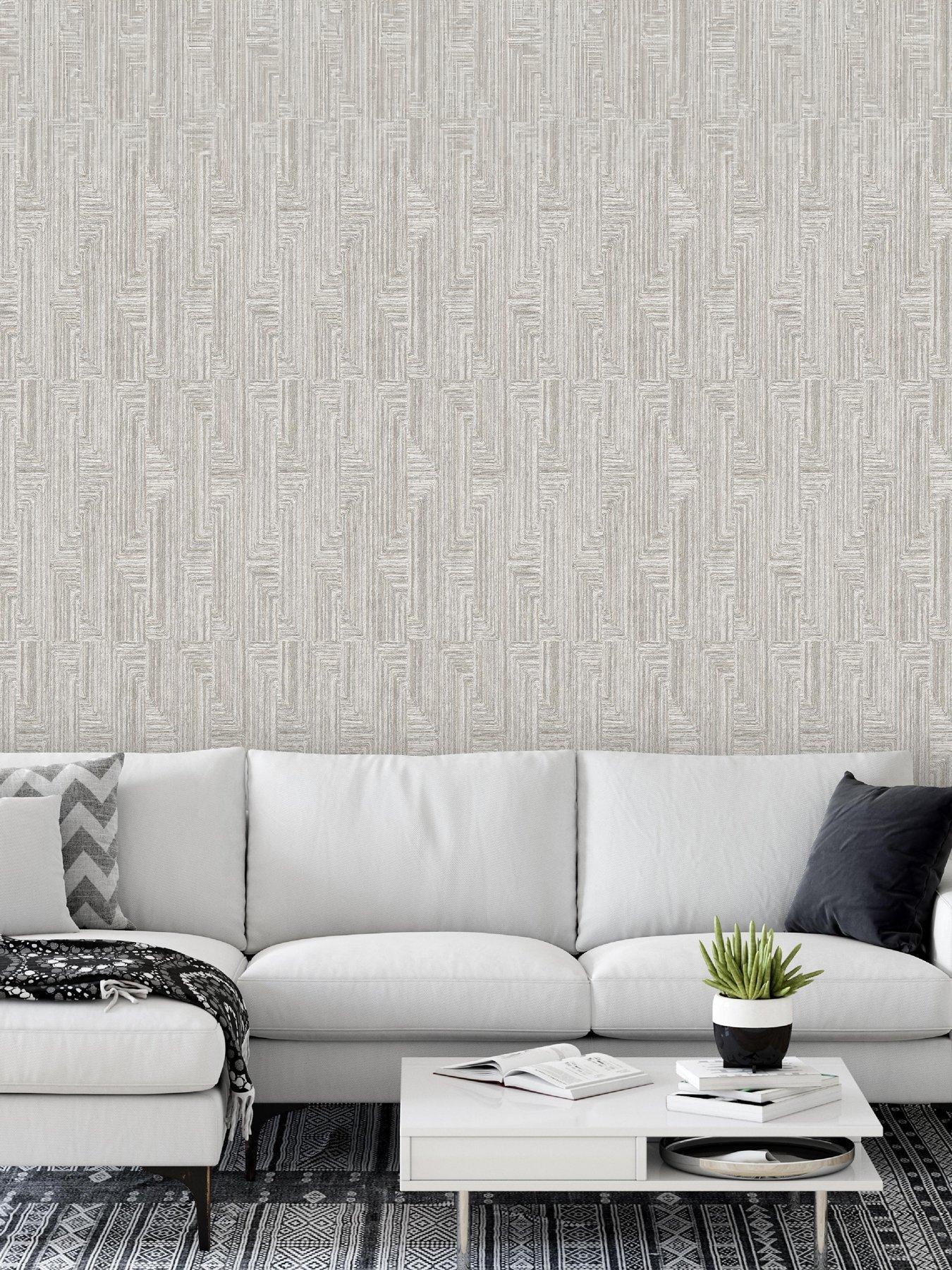 undefined Santa Fe Retro String Motif Wallpaper in Grey