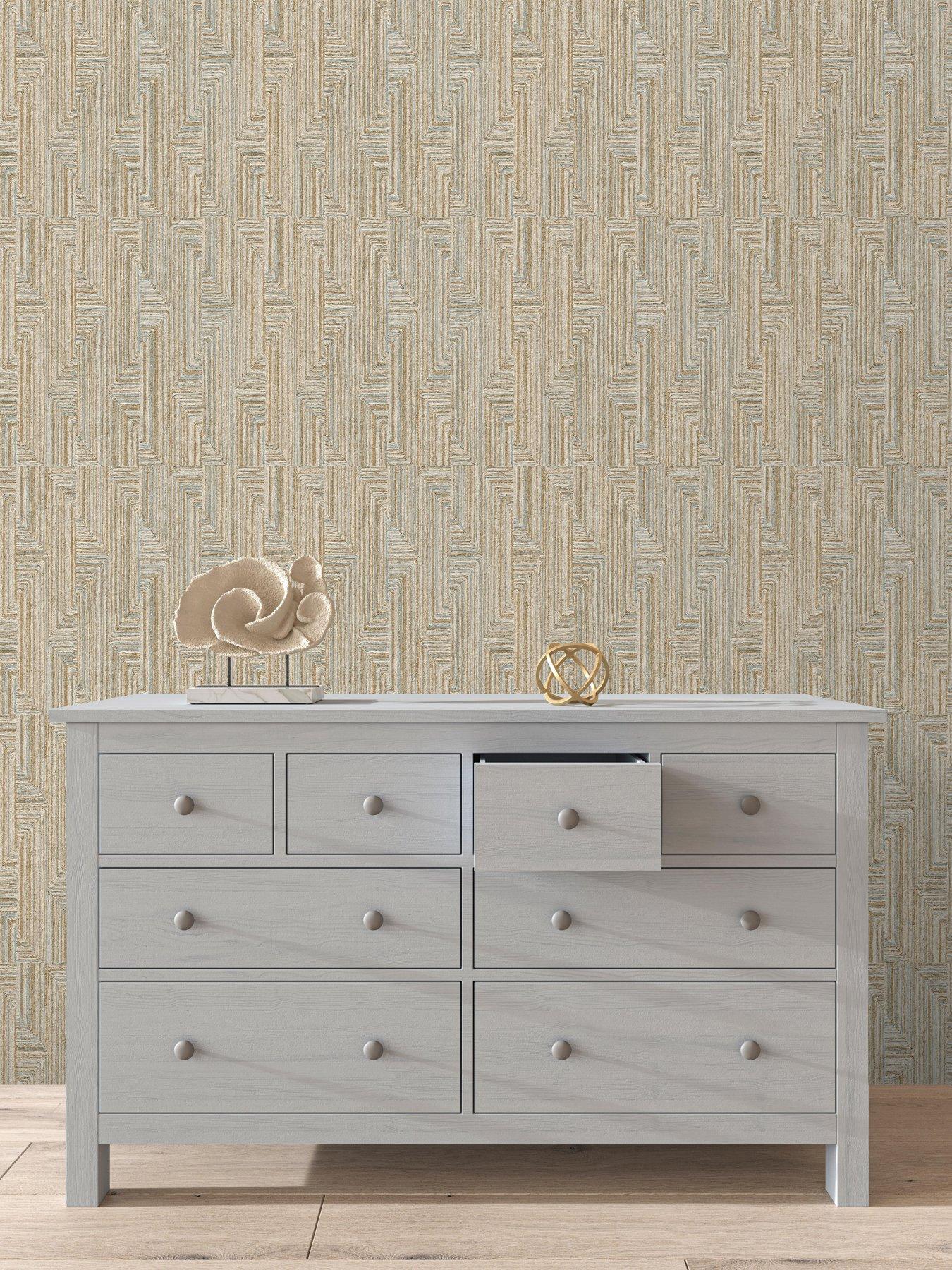 Design ID Santa Fe Retro String Motif Wallpaper in Gold