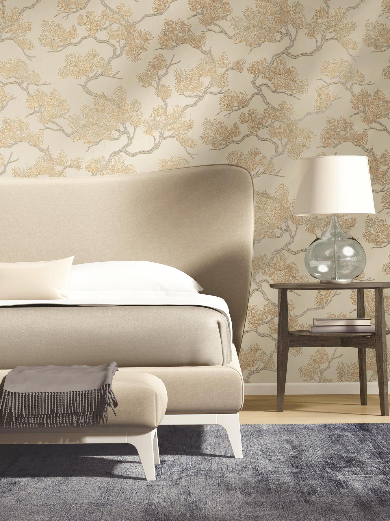 Image 1 of 2 of Design ID Wall Fabric Pine Tree Wallpaper - Gold
