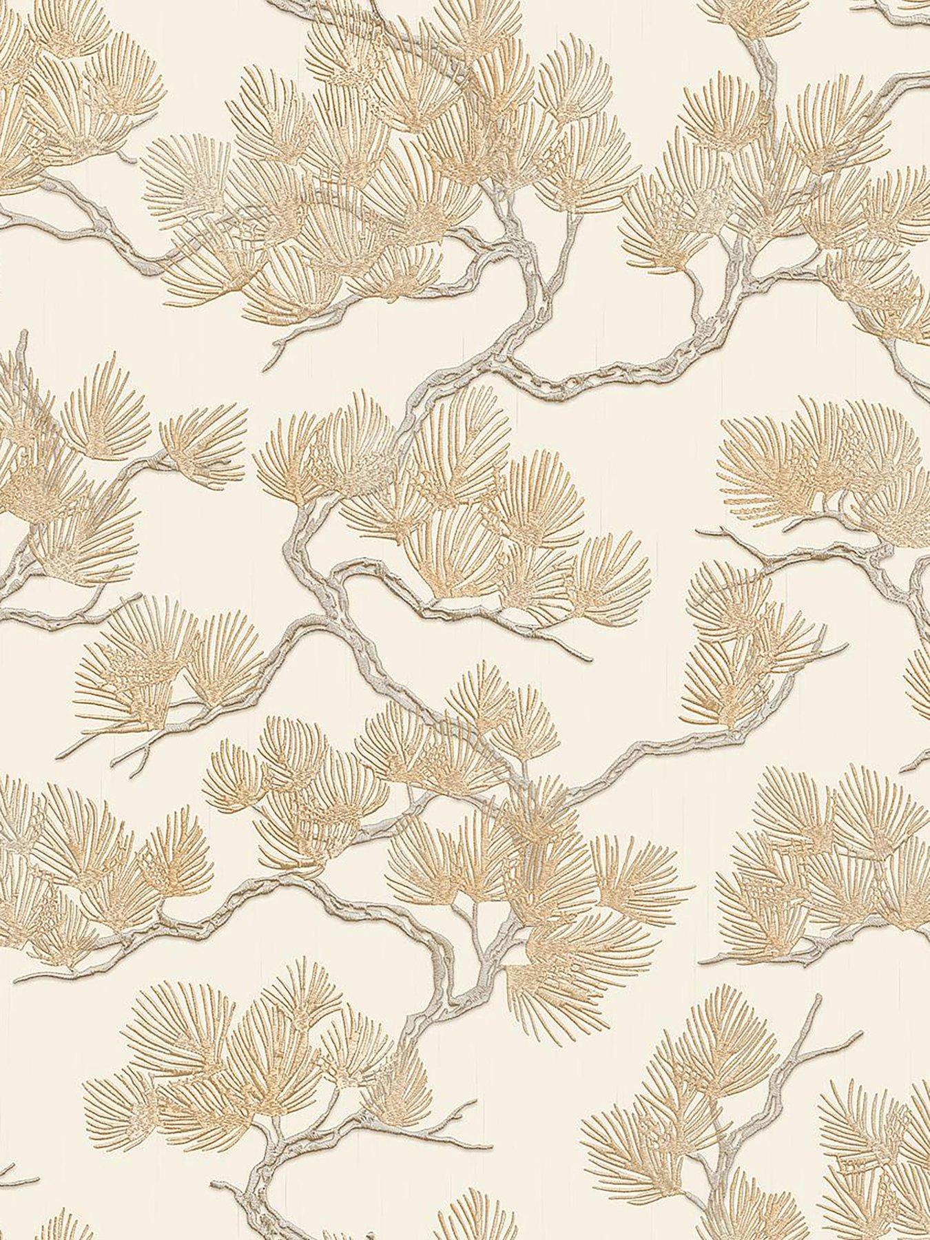 Image 2 of 2 of Design ID Wall Fabric Pine Tree Wallpaper - Gold