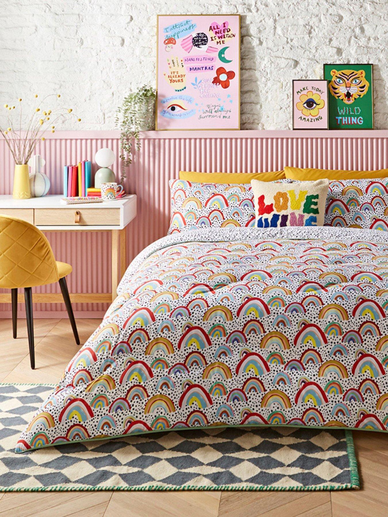 Night Lark x Eleanor Bowmer Rainbow Print Coverless Quilt and Pillowcase Set