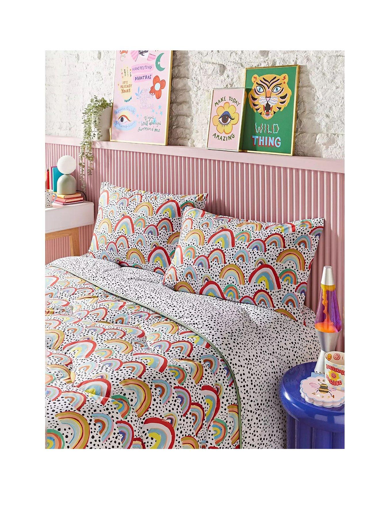 Image 2 of 5 of Night Lark x Eleanor Bowmer Rainbow Print&nbsp;Coverless Quilt and Pillowcase Set