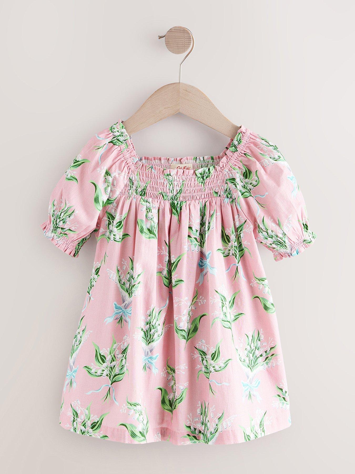 cath-kidston-pink-floral-print-puff-sleeve-cotton-dress