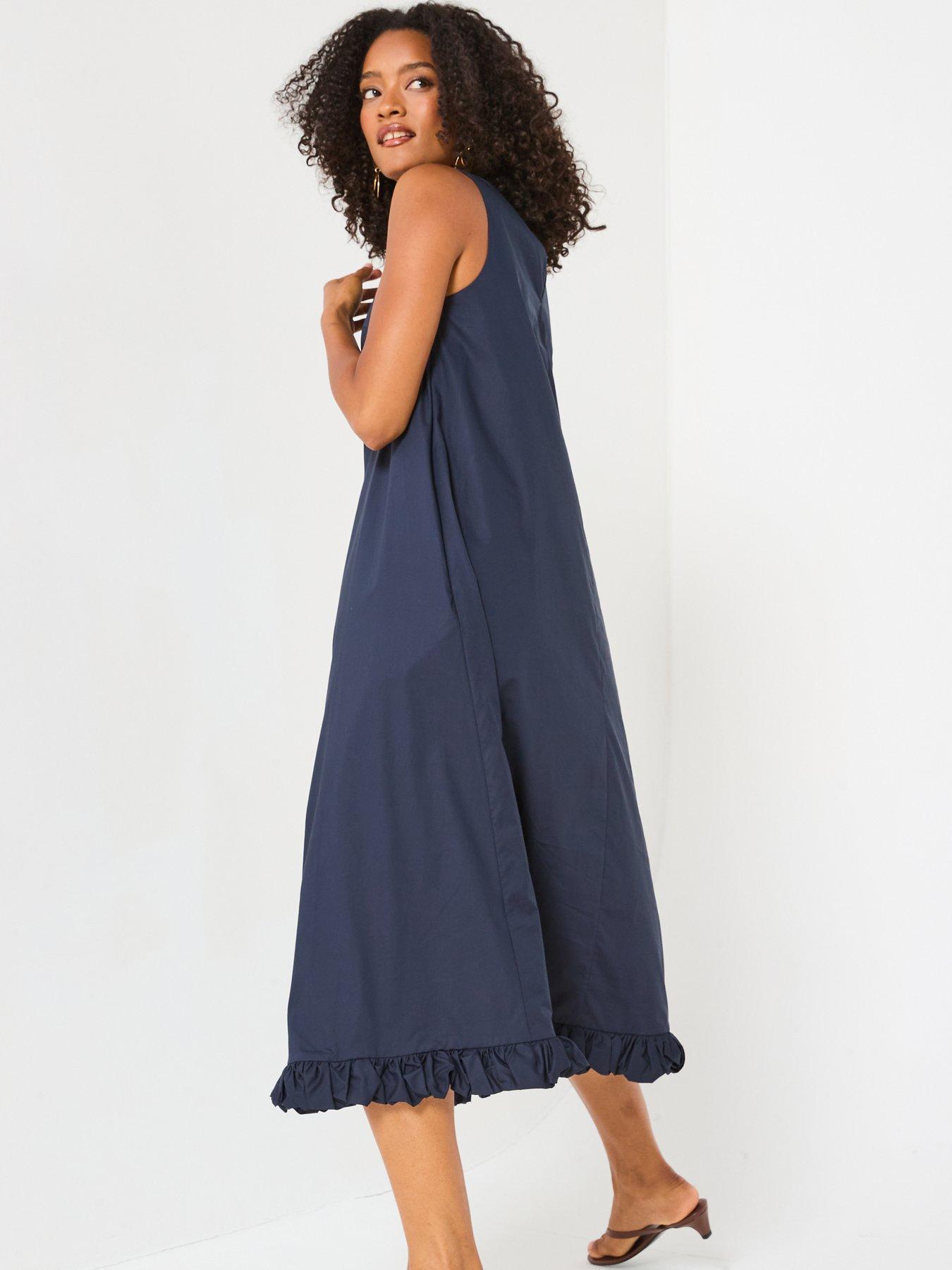 Image 2 of 6 of Mei Meij Flared Midi Dress- Polar Night Navy