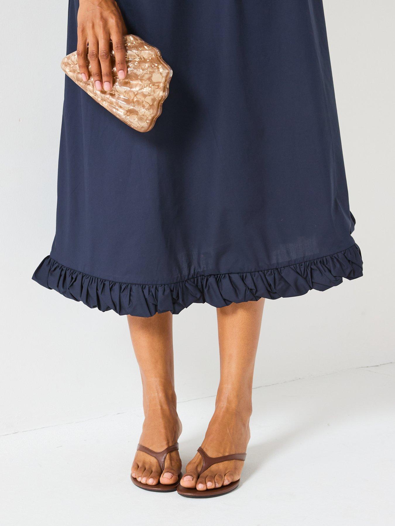 Image 4 of 6 of Mei Meij Flared Midi Dress- Polar Night Navy