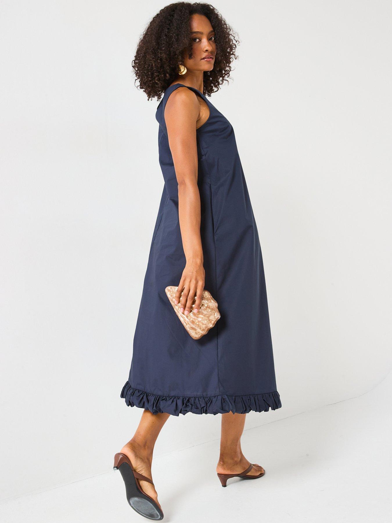Image 6 of 6 of Mei Meij Flared Midi Dress- Polar Night Navy