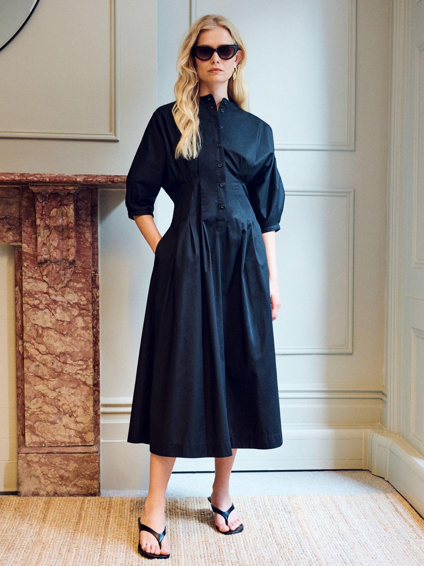 vivere-nova-waisted-poplin-dress-black