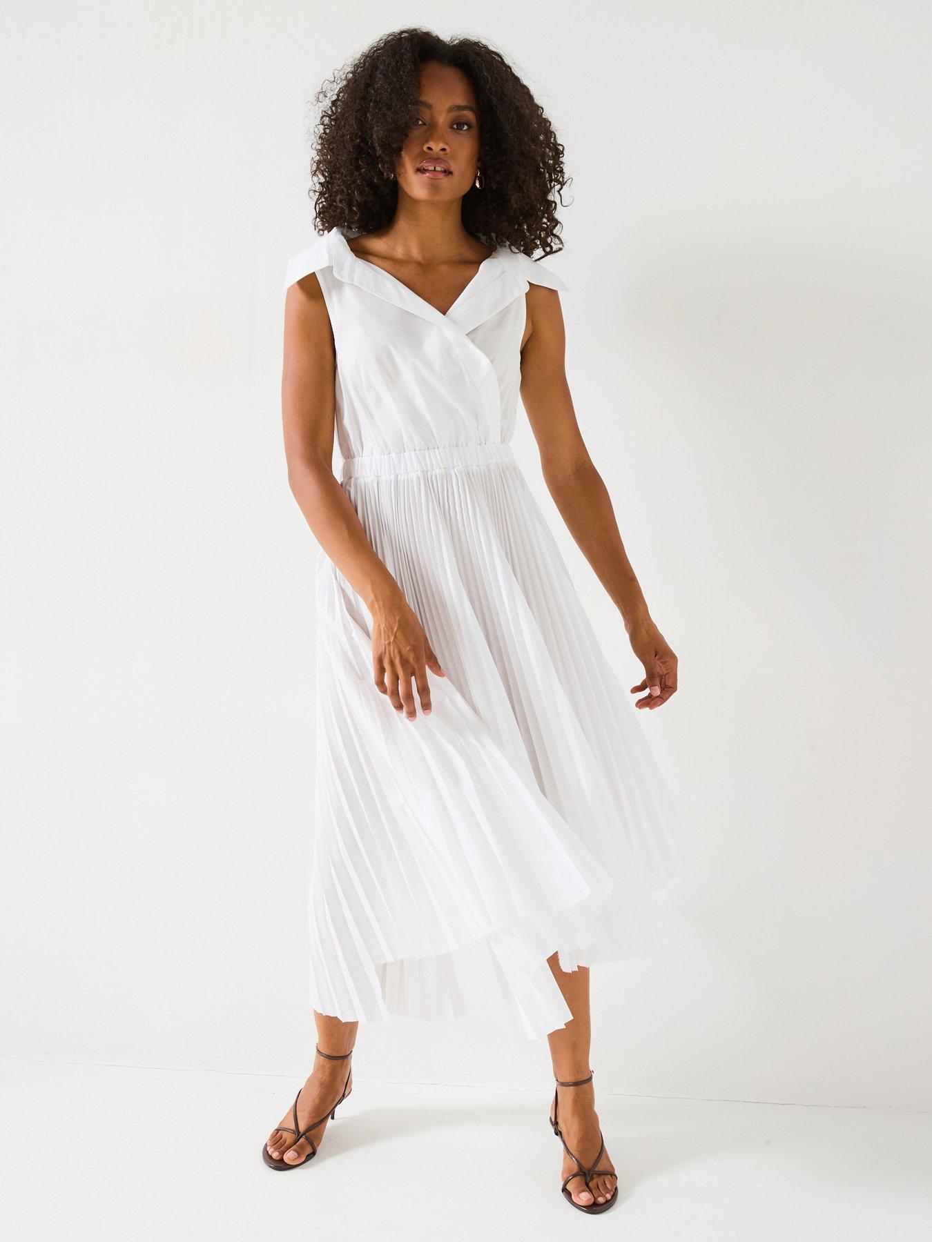 Image 1 of 6 of Mei Meij Pleated Dress &nbsp;- White