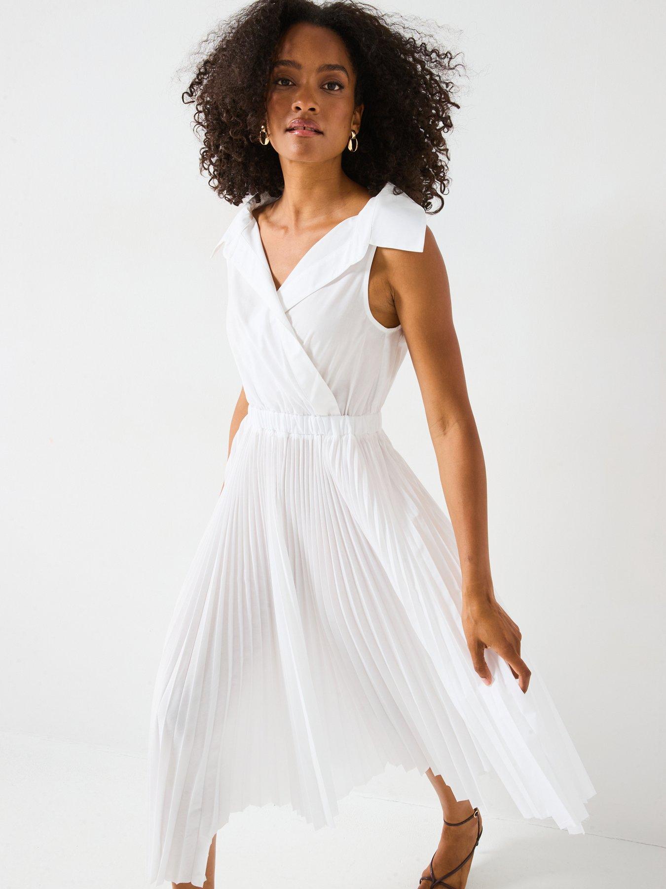 Image 3 of 6 of Mei Meij Pleated Dress &nbsp;- White