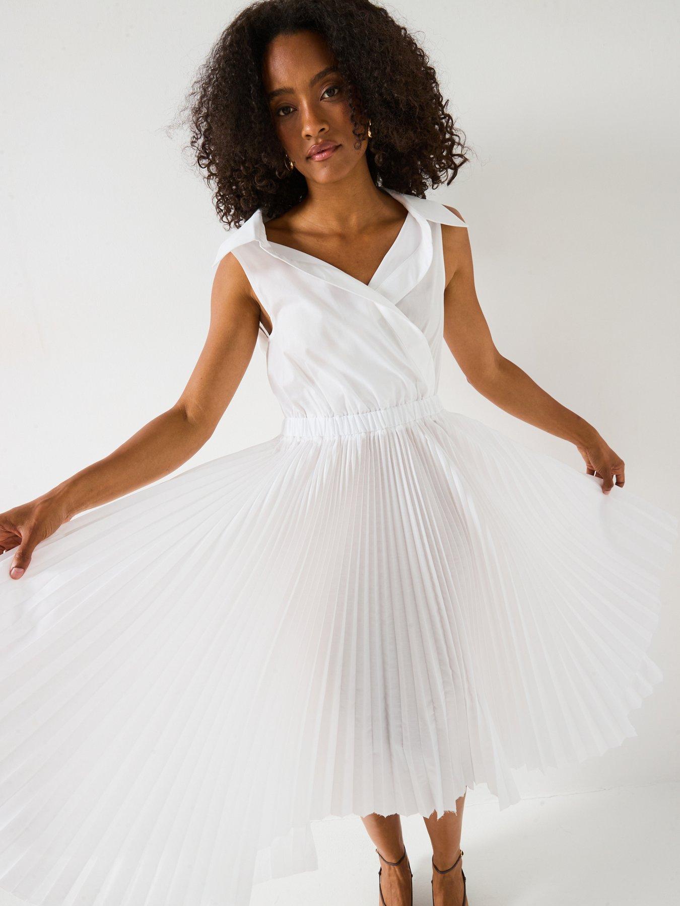 Image 5 of 6 of Mei Meij Pleated Dress &nbsp;- White